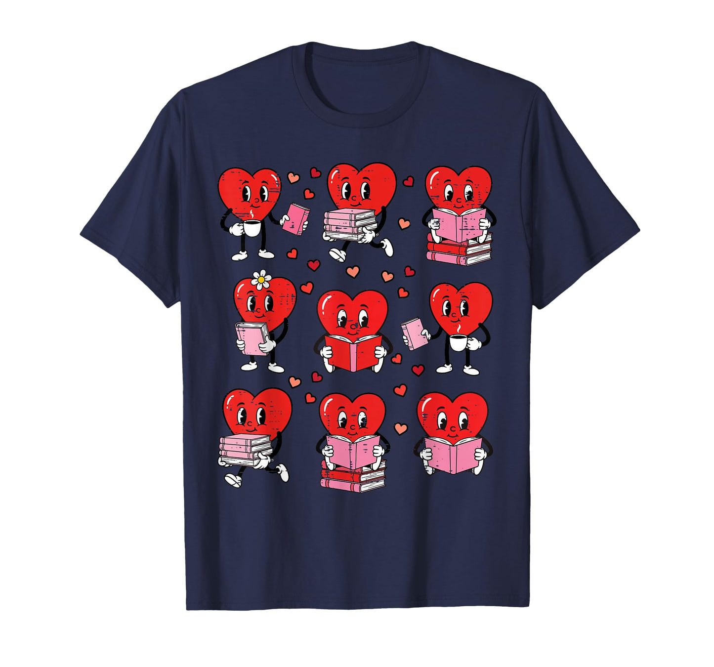 Valentines Day Librarian Heart Reading Book Women Men Kids T-Shirt