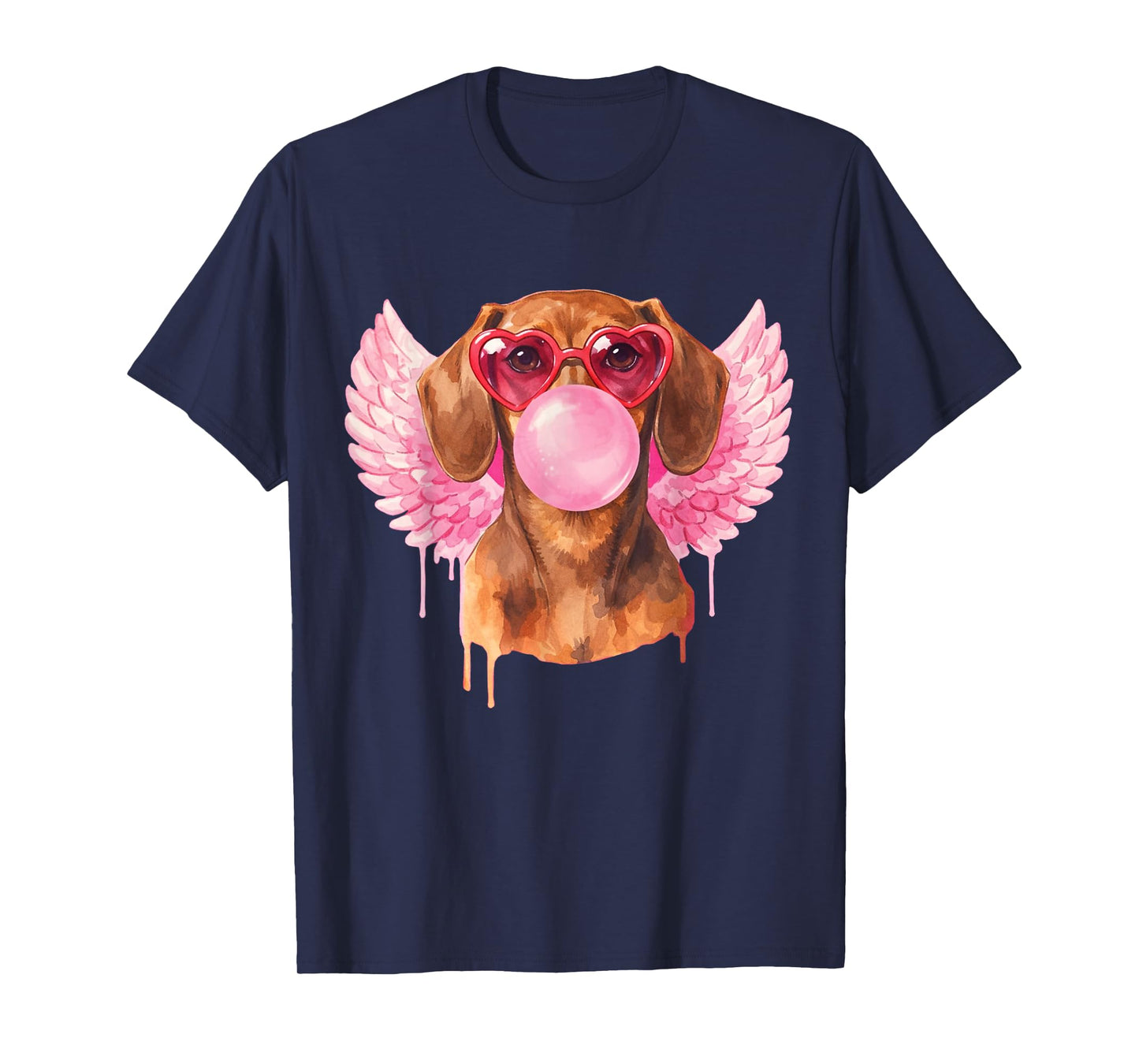 Retro Cupid Valentine Dog Love Hearts Cute Dachshund T-Shirt