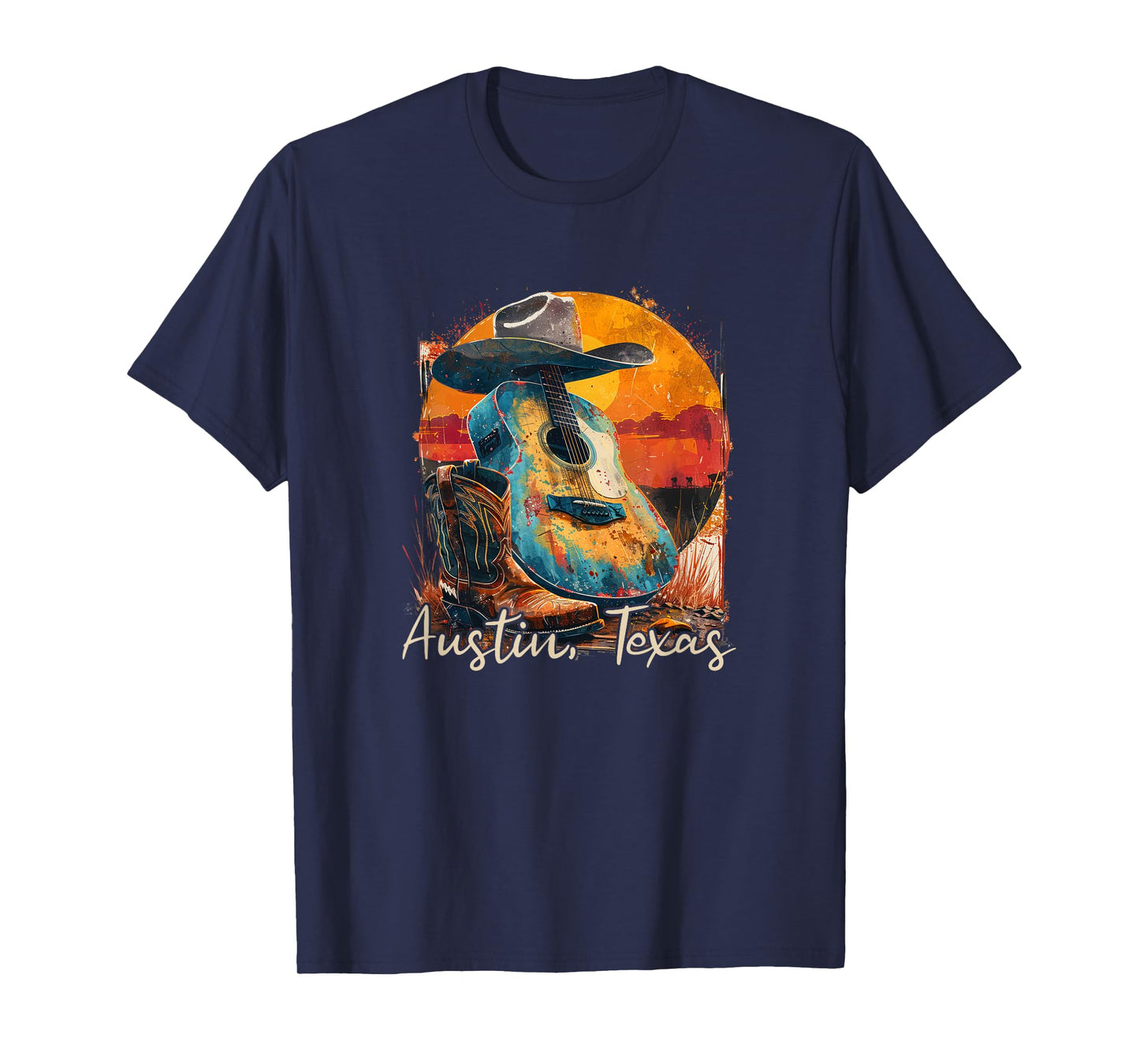 Austin Texas TX | Guitar musician cowboy T-Shirt