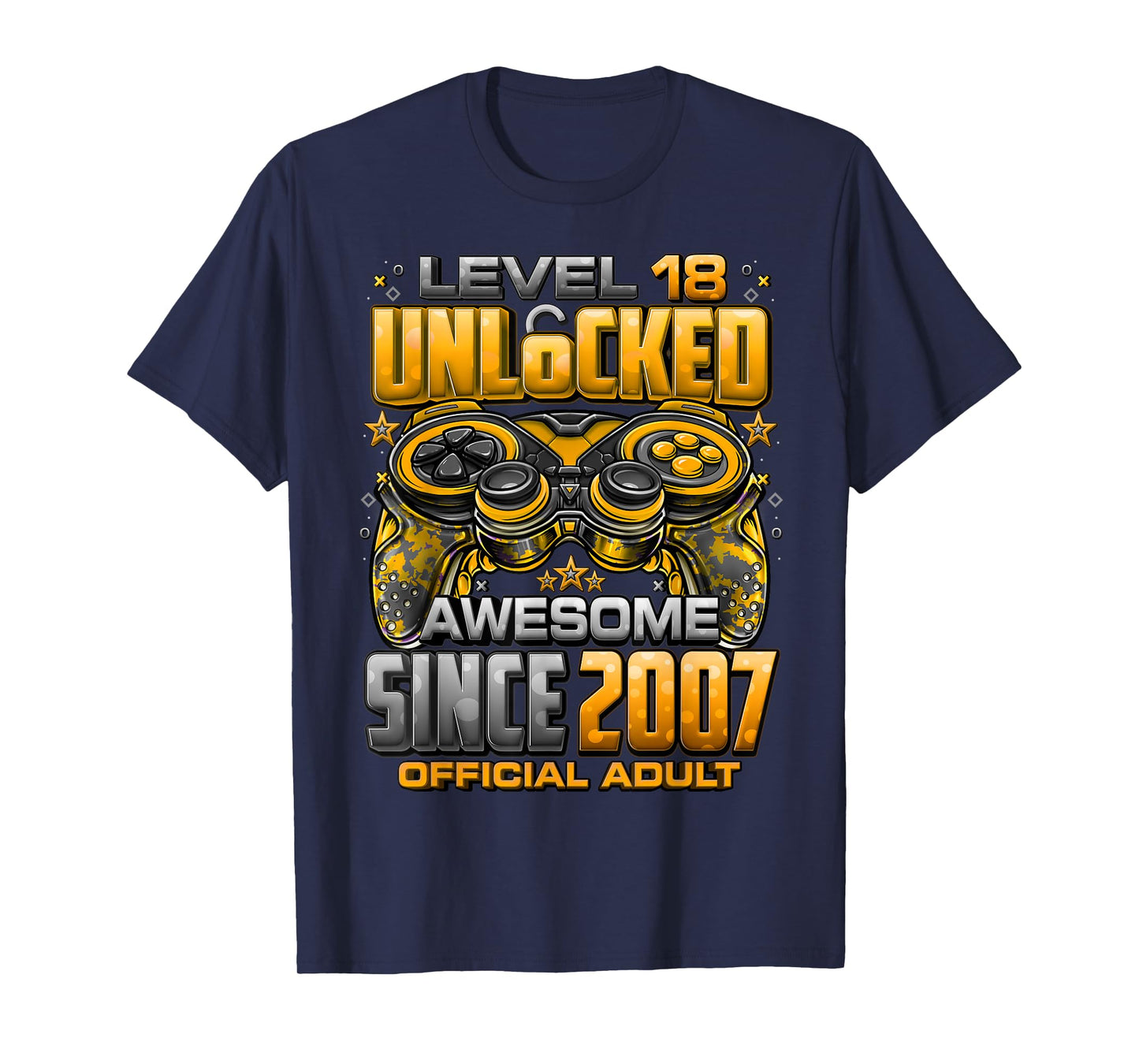 Level 18 Unlocked Awesome Since 2007 18th Birthday Gaming T-Shirt