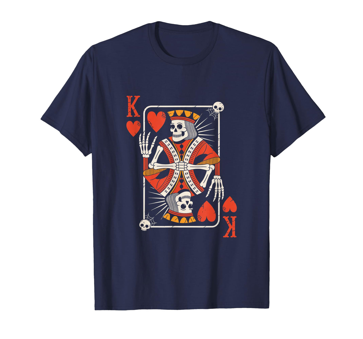 Creepy Skeleton King of Hearts Halloween Playing Card Fun T-Shirt