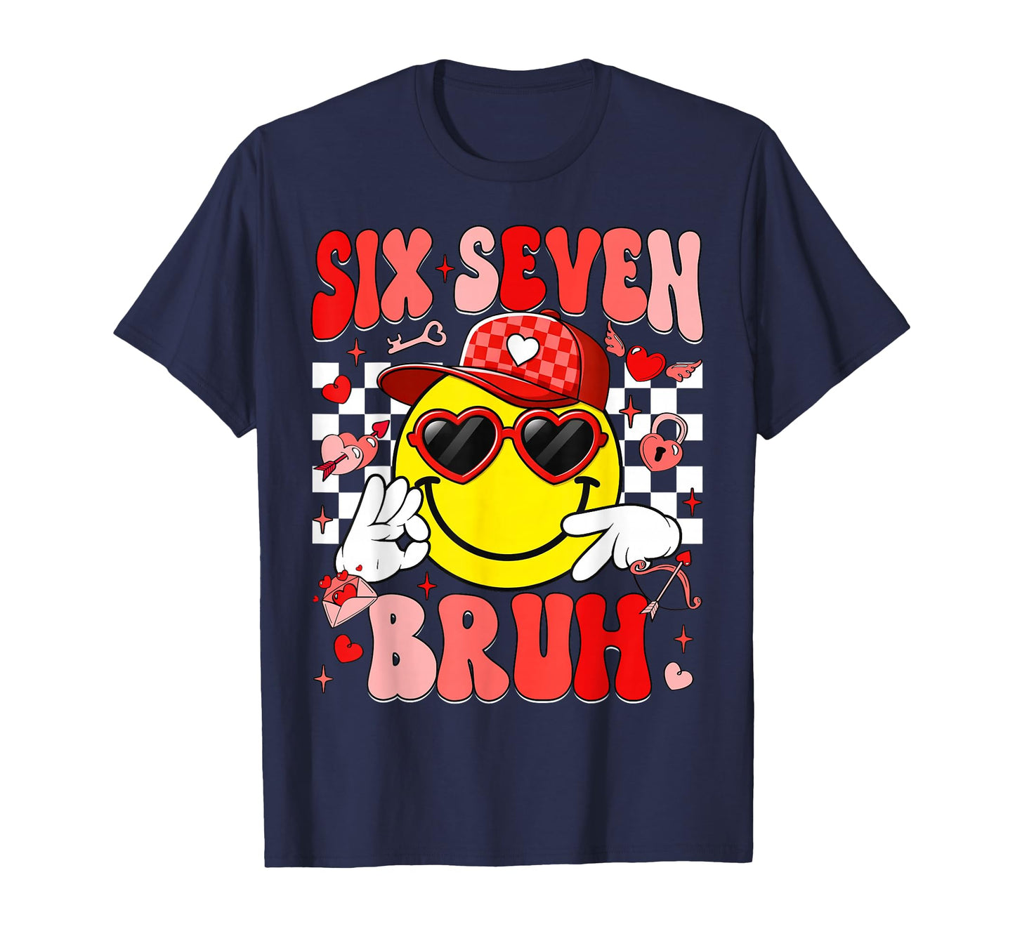 Six Seven Bruh Smile 6 7 Meme Valentines Day Girls Boys Kids T-Shirt