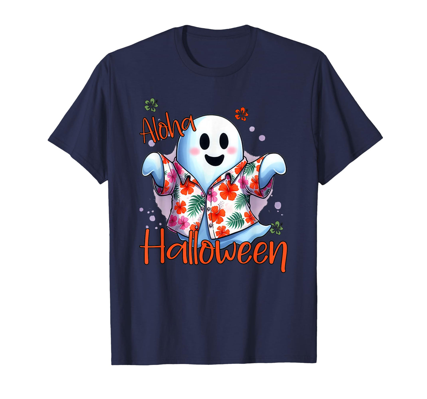 Aloha Halloween Ghost Funny Hawaiian T-Shirt