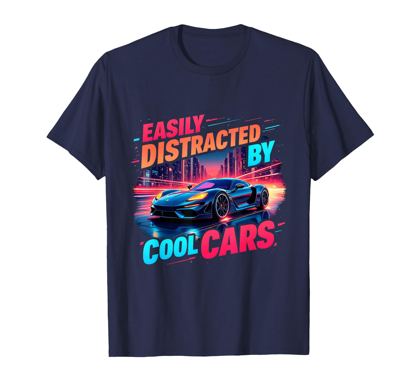 Cool Cars Mens Boys Vintage Easily Distracted By Muscle Car T-Shirt