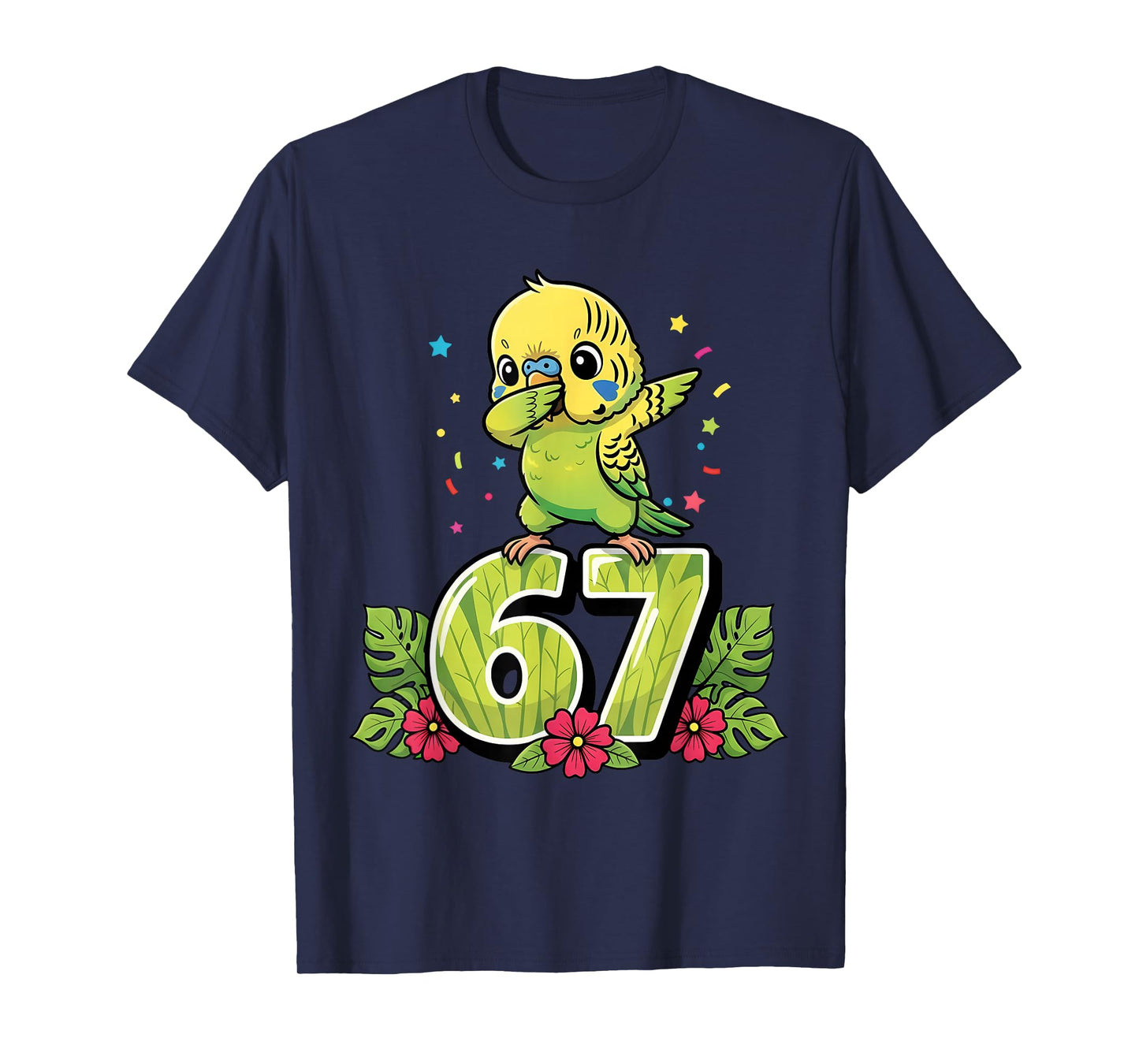 Six Seven Meme Dabbing Baby Parakeet 67 Funny Gen Z Apha T-Shirt