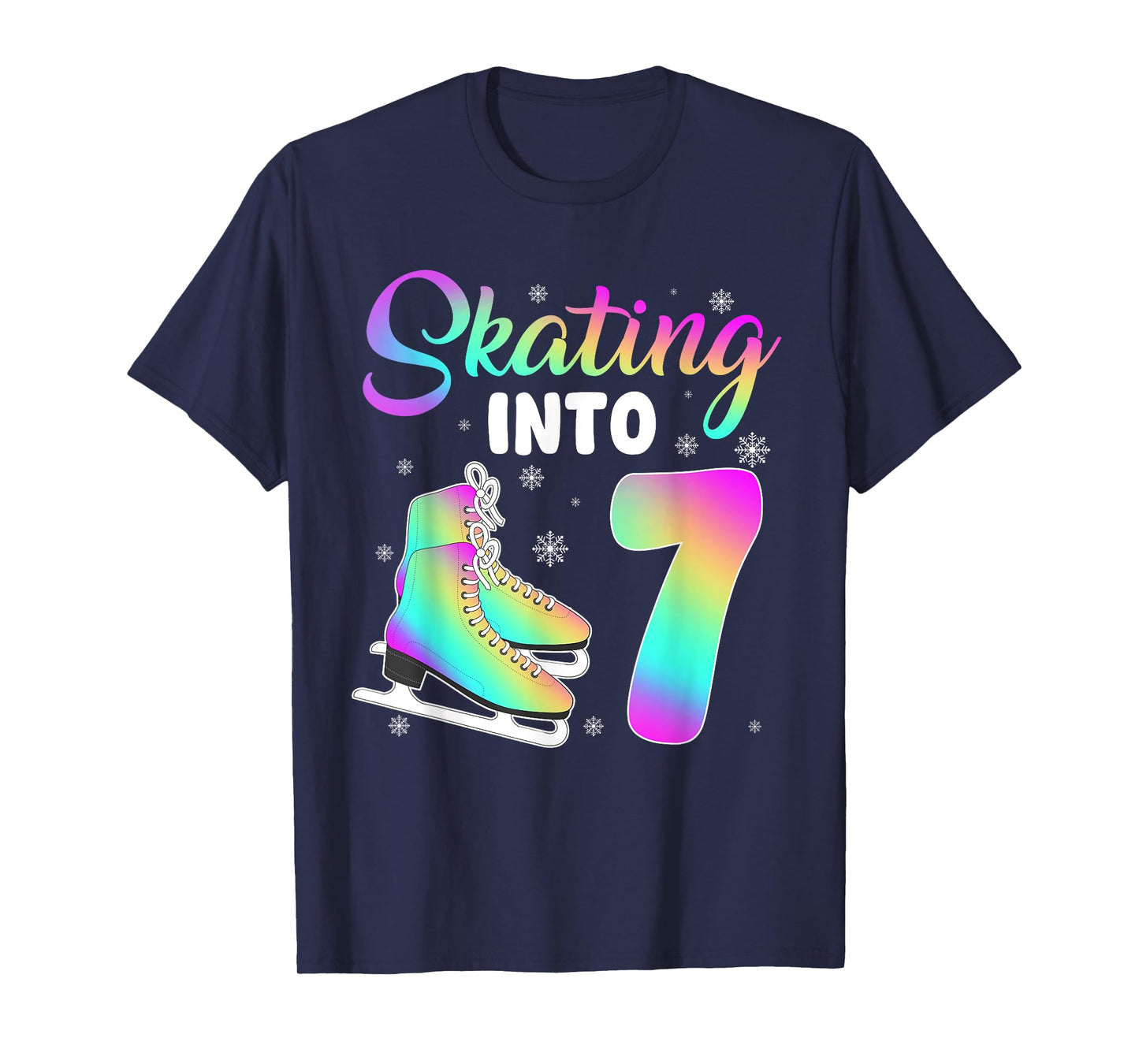 Skating Into 7th Birthday Ice Skating Girl 7 Year Old T-Shirt