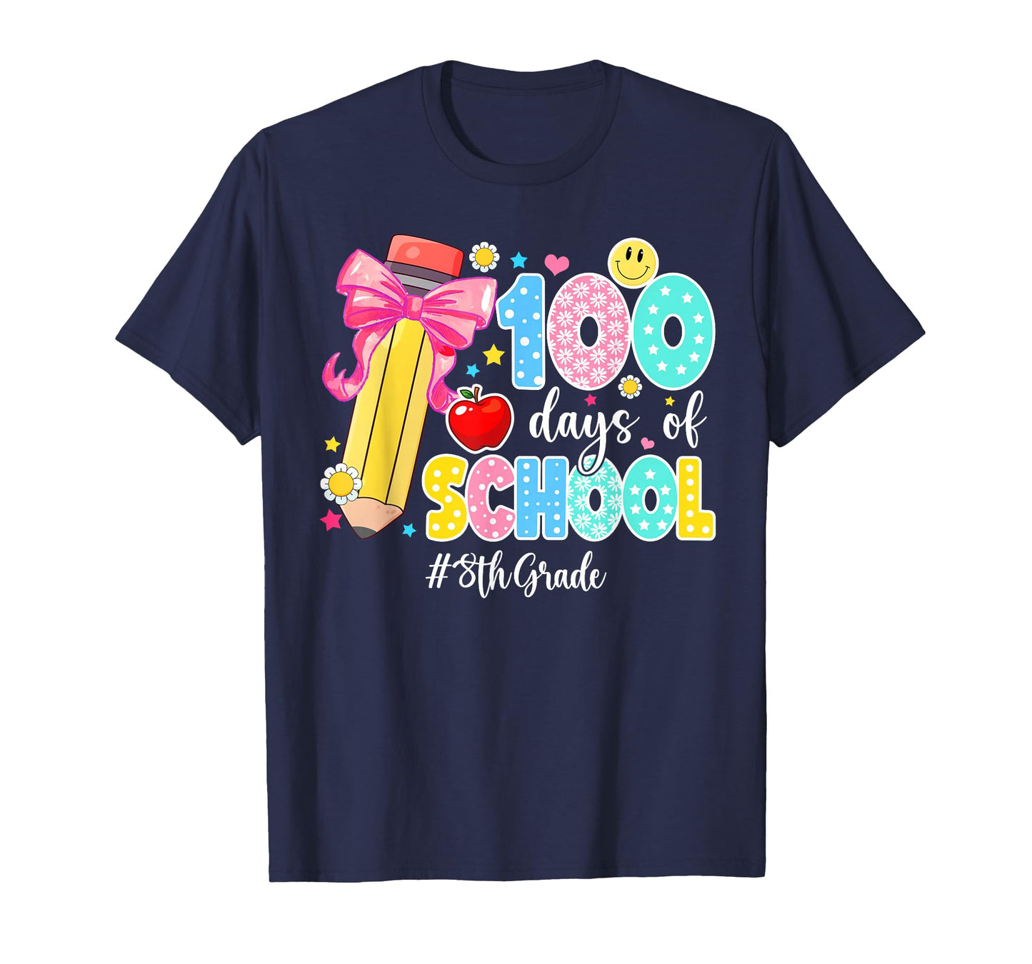 100 Days of School Preppy 100th Day of School 8th Grade T-Shirt