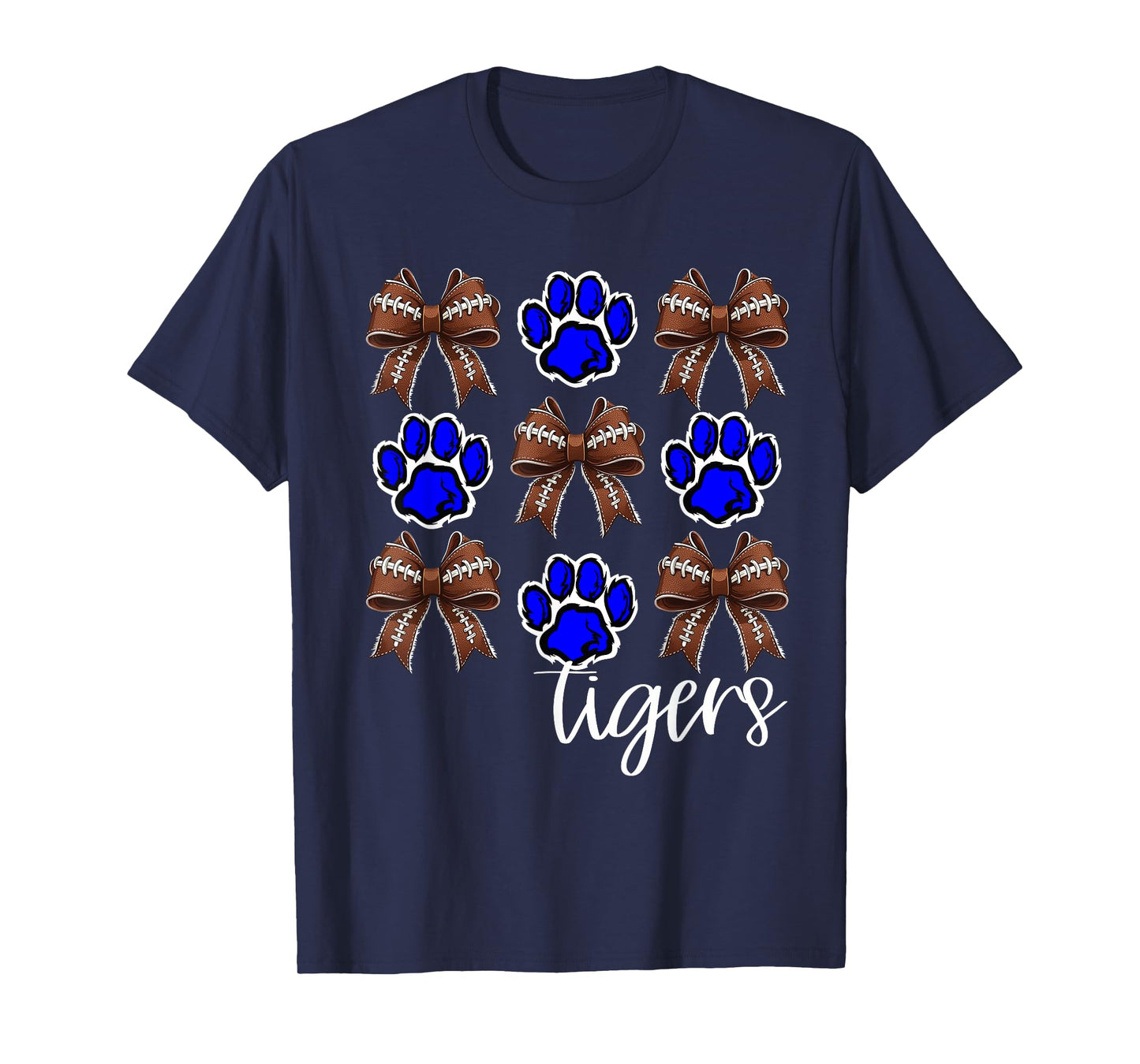 Tigers Football Mom Coquette Bows Game Day Tiger Pride T-Shirt