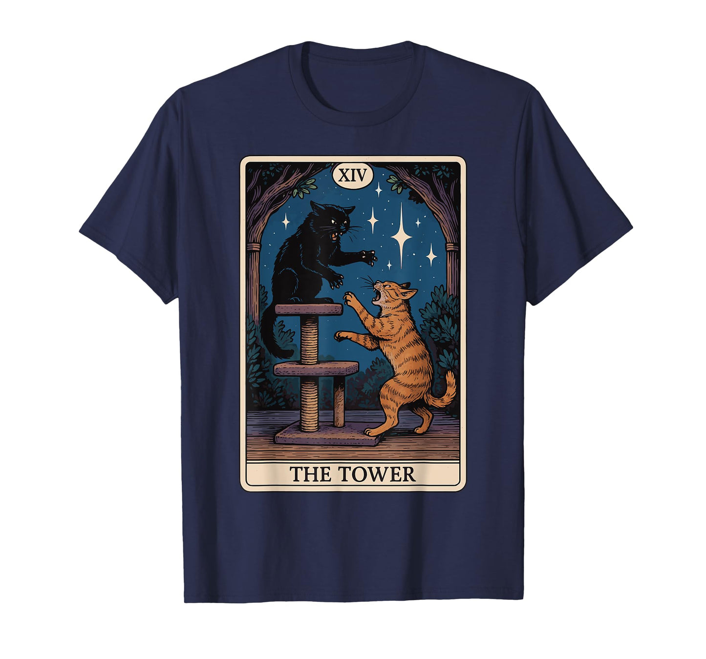 The Tower Cat Tarot Card T-Shirt
