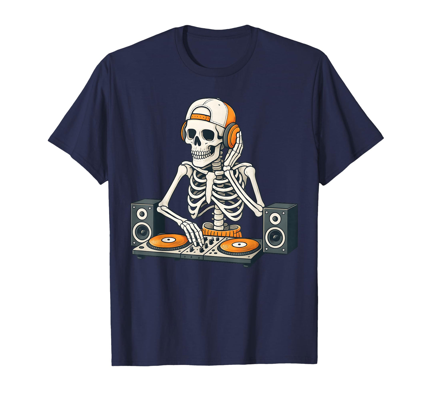 Funny Skeleton DJ Halloween Costume Turntable Music Men Boys T-Shirt