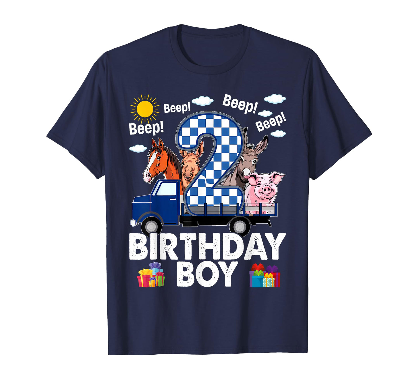 2nd Birthday Boy Little Blue Truck Two Year Old Birthday T-Shirt