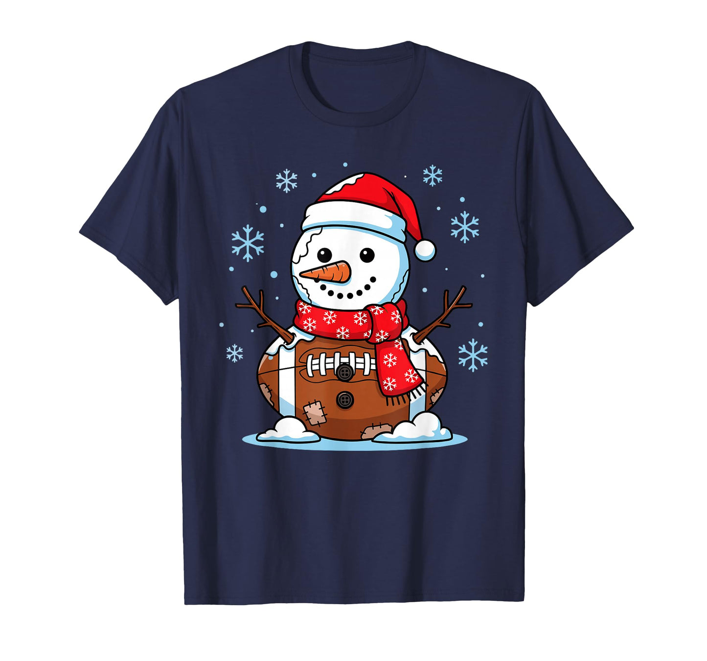 Christmas Football Snowman Kids Football Christmas Men Women T-Shirt