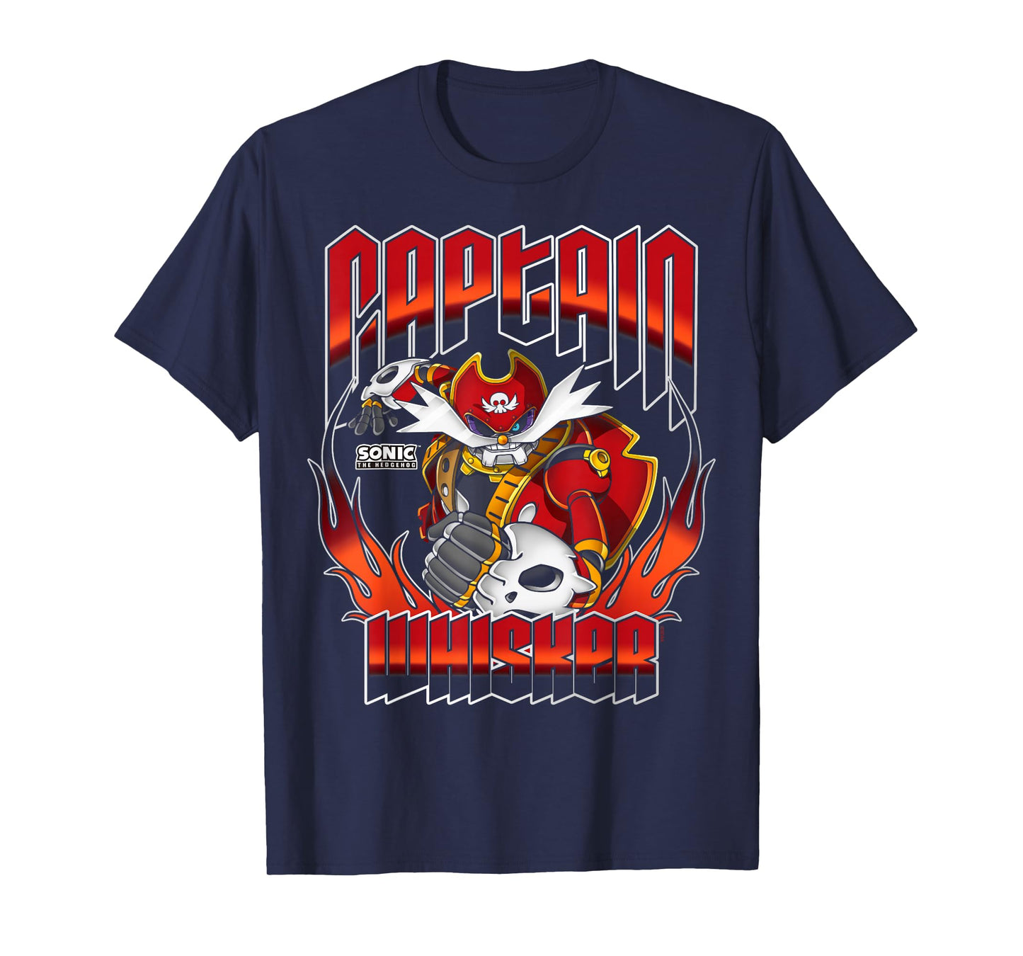 Sonic The Hedgehog Halloween Captain Whisker Fiery Logo T-Shirt