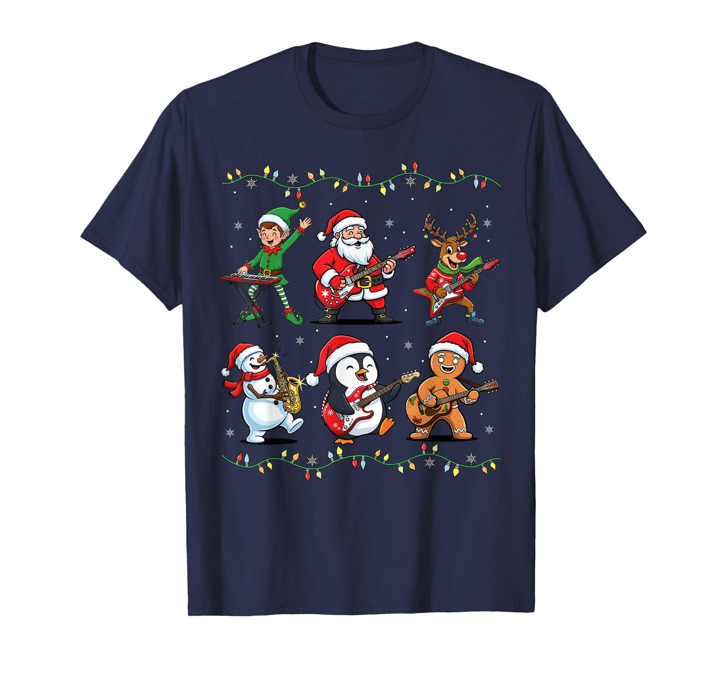 Christmas Santa Elf Music Funny Xmas for Boys Girls Men T-Shirt