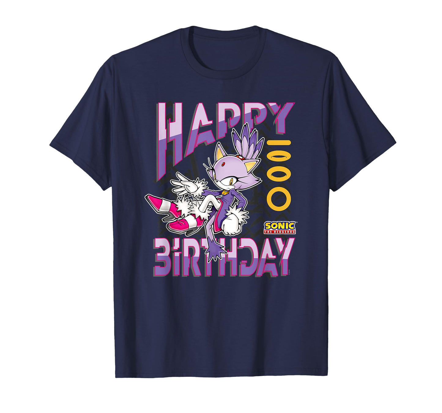 Sonic The Hedgehog Happy Birthday Blaze Grid Chest Poster T-Shirt