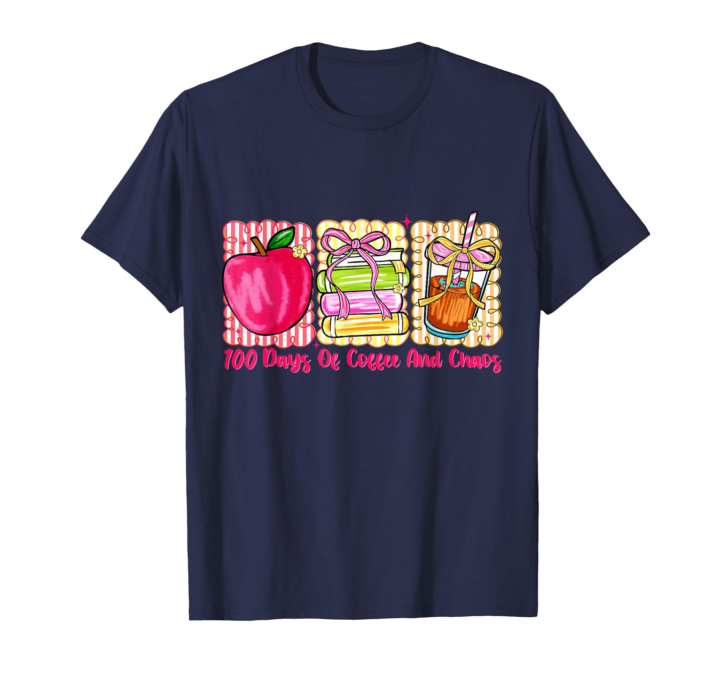 100 Days of Coffee and Chaos Teacher 100 Days of School T-Shirt