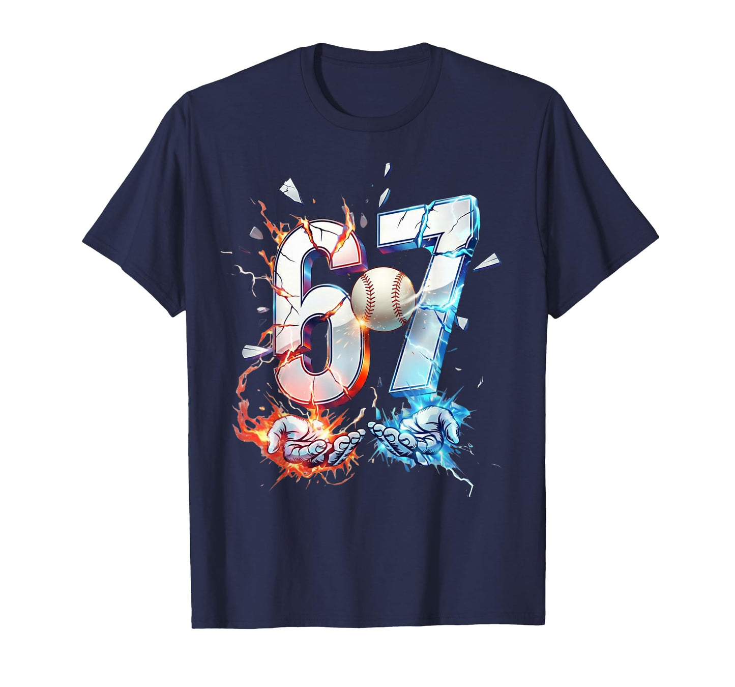 6 7 Baseball Six Seven Meme 67 Hands Funny Kids Men Women T-Shirt