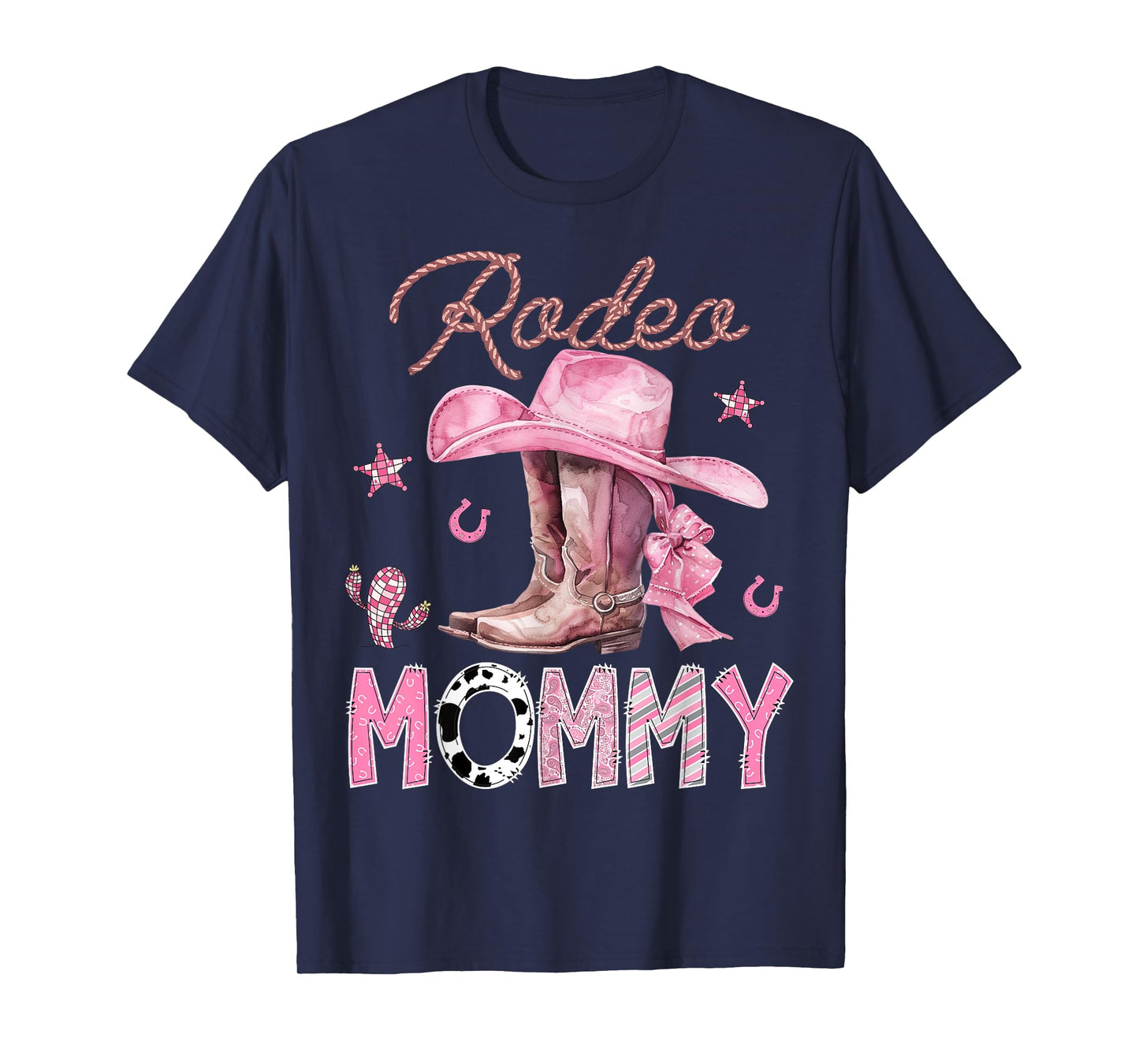 Rodeo Mommy Pink Boots Coquette CowGirl Birthday Party T-Shirt