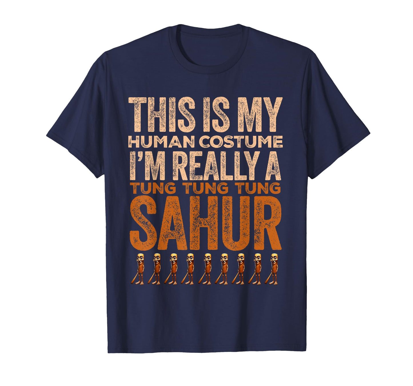 Tung Tung Tung Sahur Human Costume Funny Halloween T-Shirt