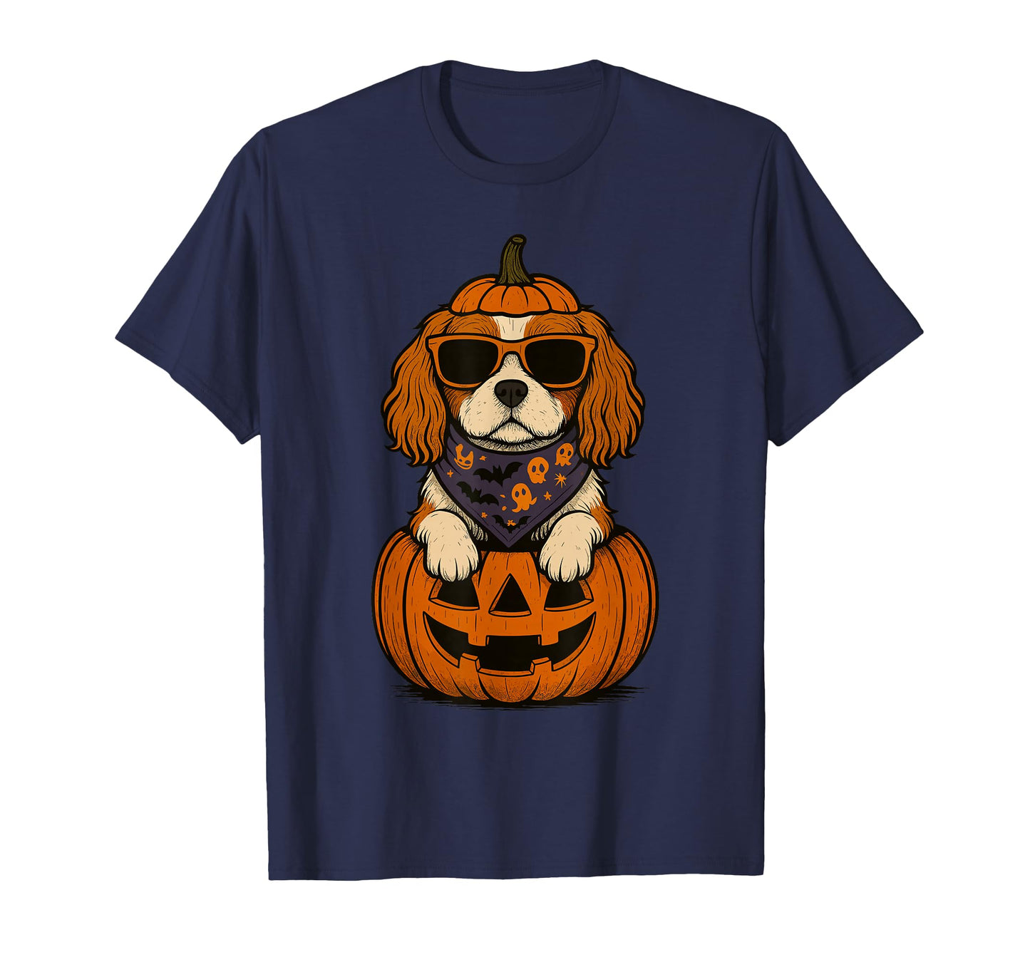 Spooky Cavalier King Charles Spaniel Pumpkin Halloween T-Shirt