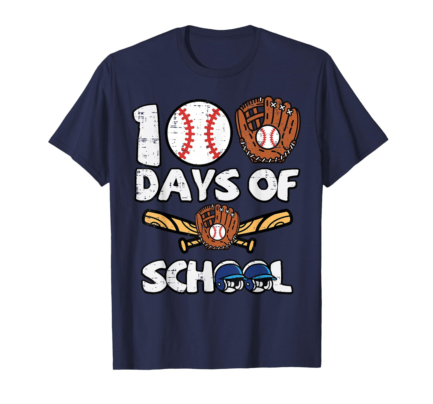 100 Days of School Baseball 100th Day Boys Kids Toddler Men T-Shirt