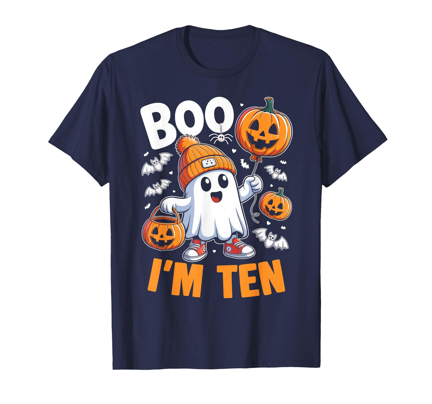 Boo I'm Ten Ghost 10th Birthday Halloween Boy Kids Groovy T-Shirt