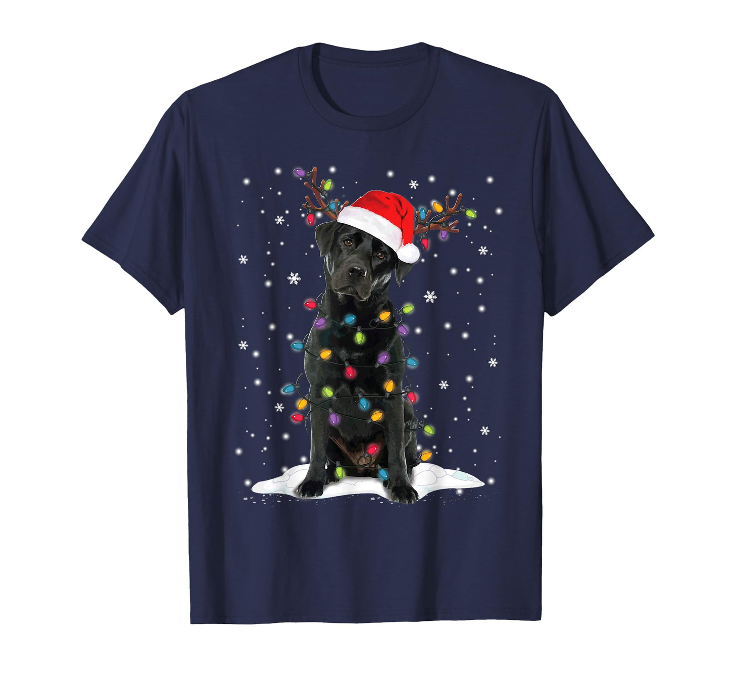 Black Lab Labrador Christmas Tree Light Pajama Dog Xmas T-Shirt