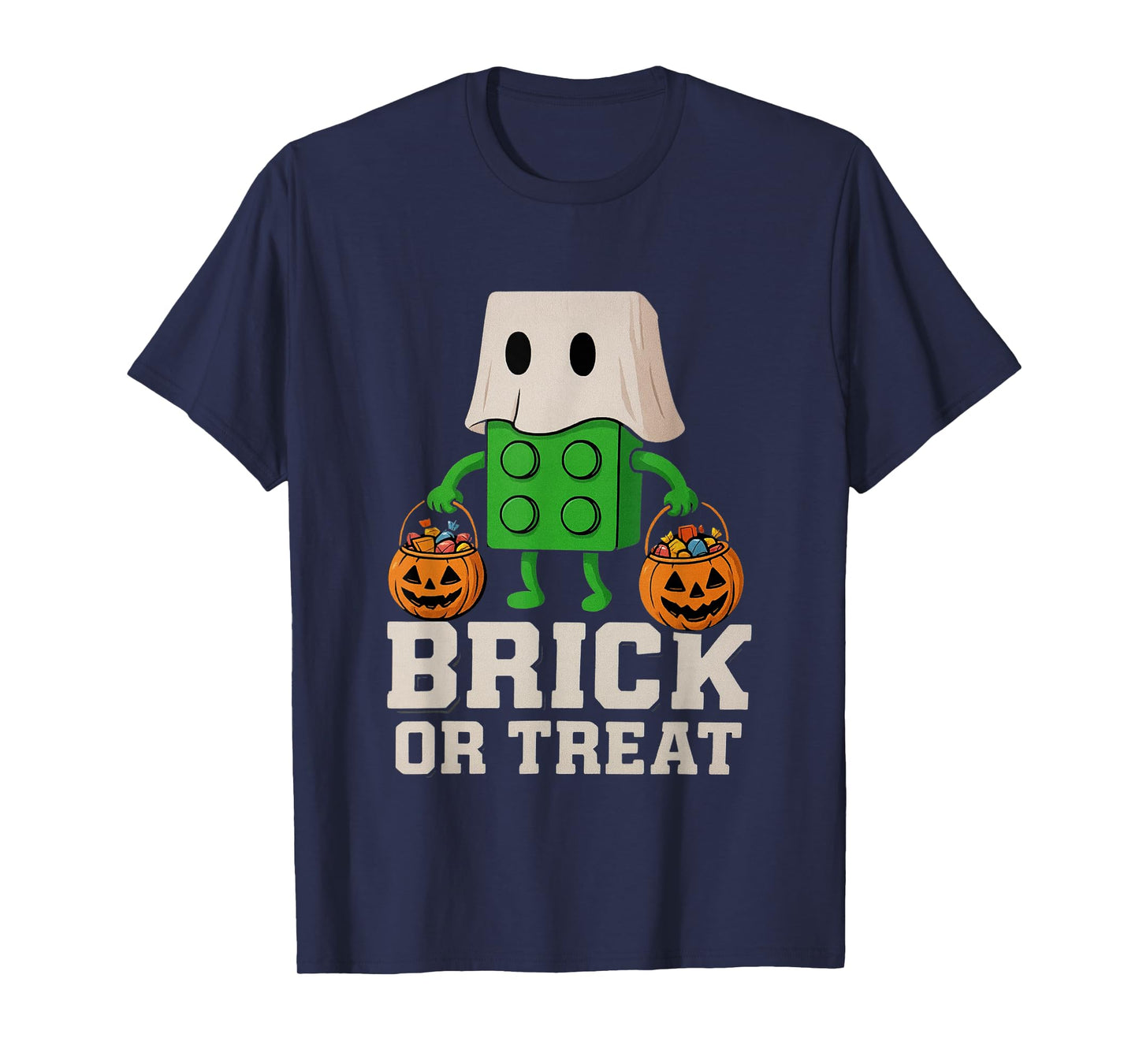 Building Bricks Halloween Brick or Treat Ghost Builder Funny T-Shirt