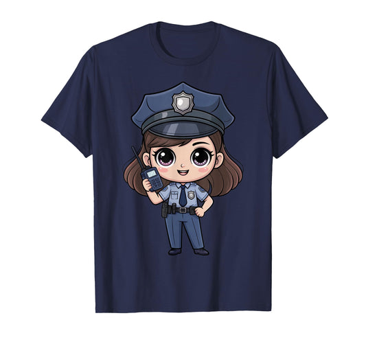 Cute Police Officer Chibi Girl at Police and Law Enforcement T-Shirt
