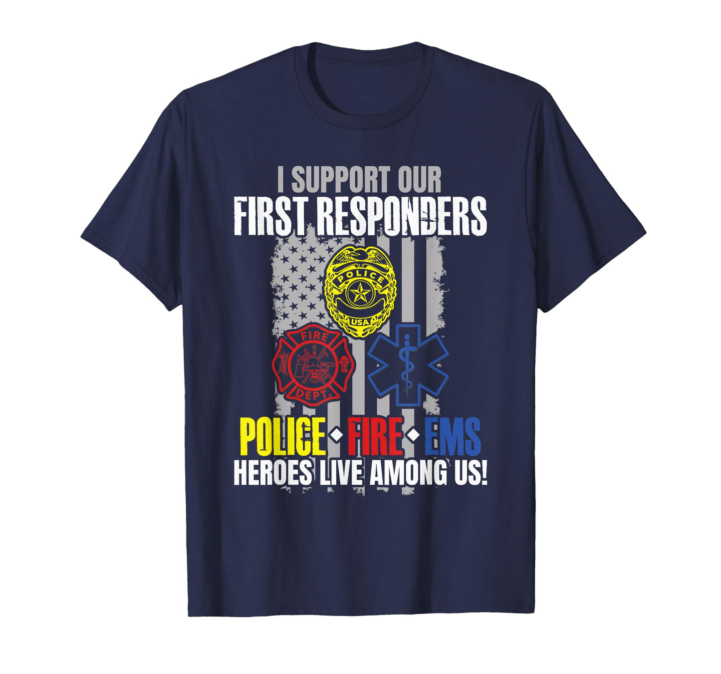 First Responders American Thin Line Police Fire Military EMS T-Shirt