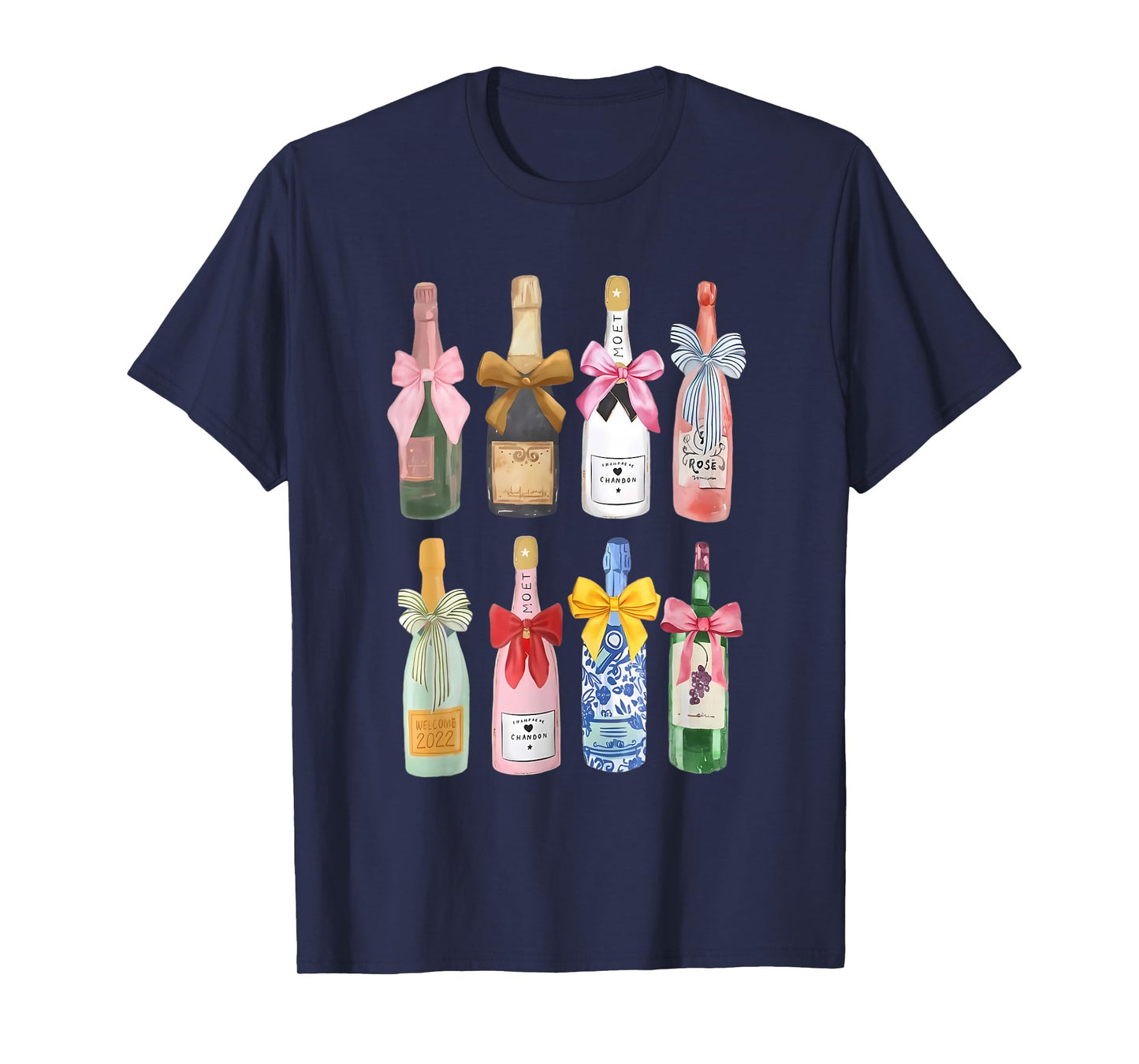 Christmas Champagne T-Shirt Cool Glass Coquette Bottle T-Shirt