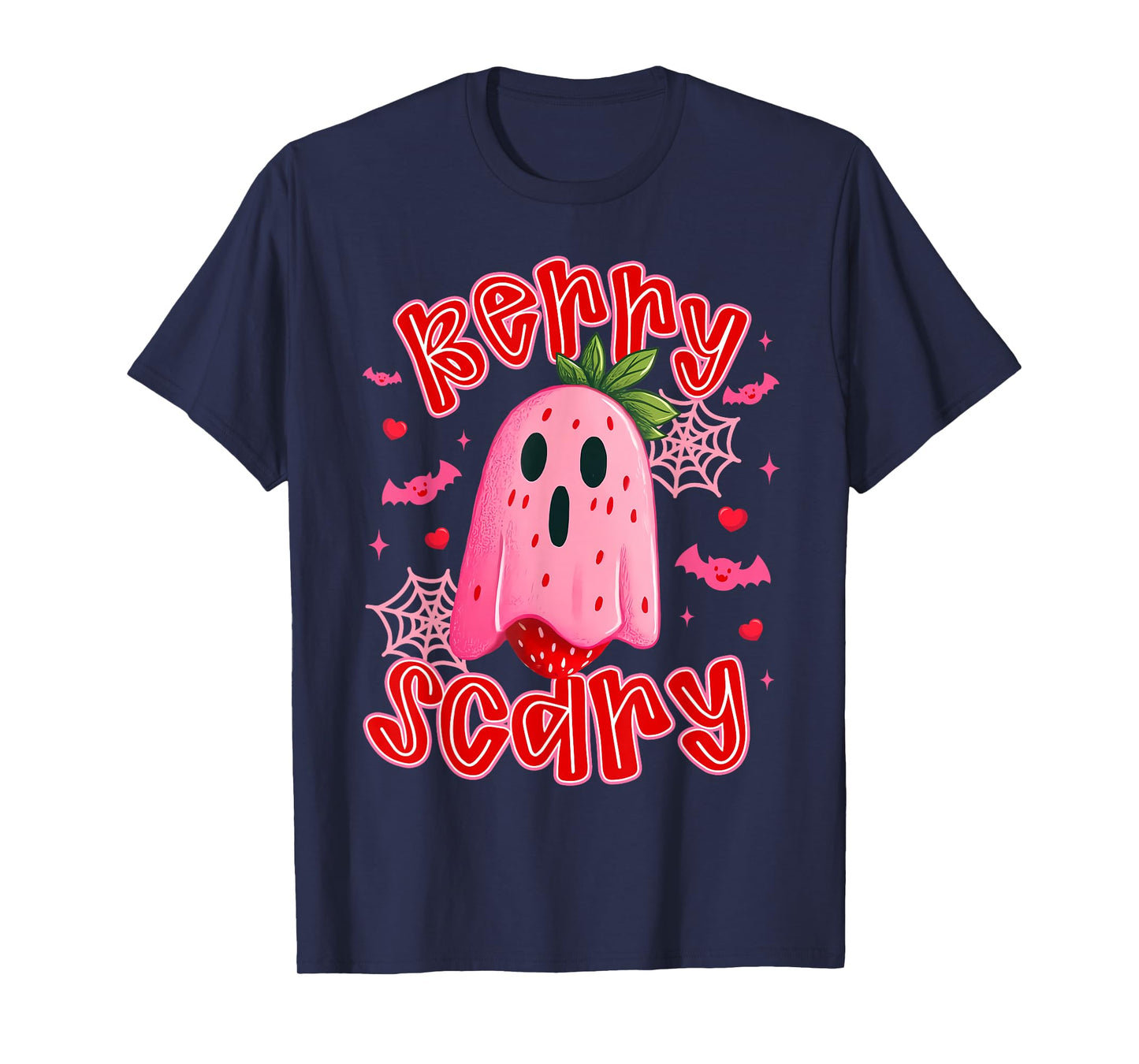 Berry Scary Cute Halloween Strawberry Ghost Cartoon Funny T-Shirt