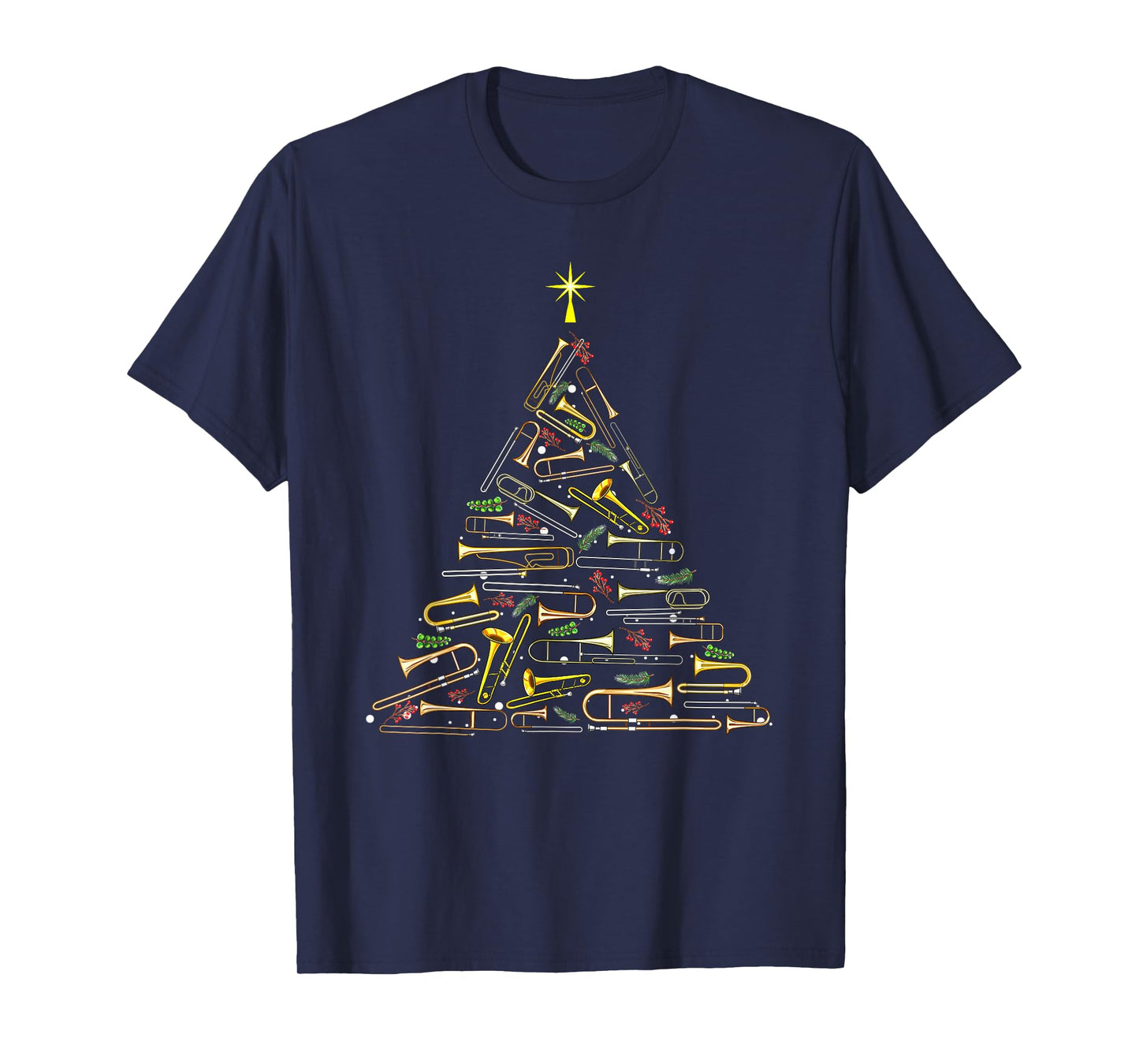 Cool Trombone Christmas Tree Trombone Lovers Marching Band T-Shirt
