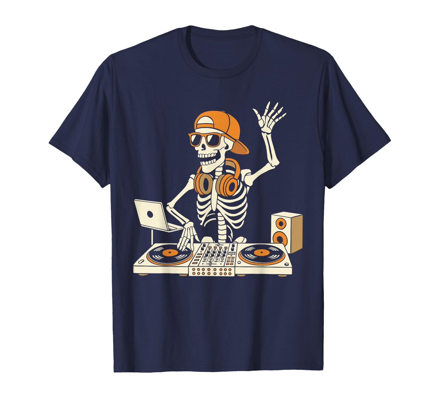 Funny Skeleton Dj Halloween Costume Music Lovers Men Boys T-Shirt