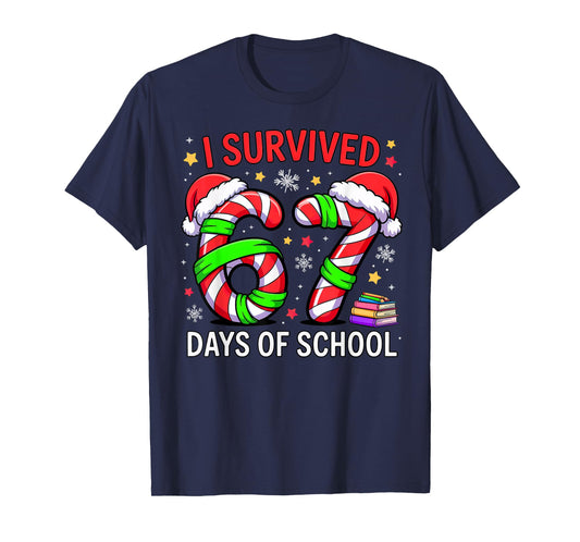I Survived 67 Days of School Christmas T-Shirt