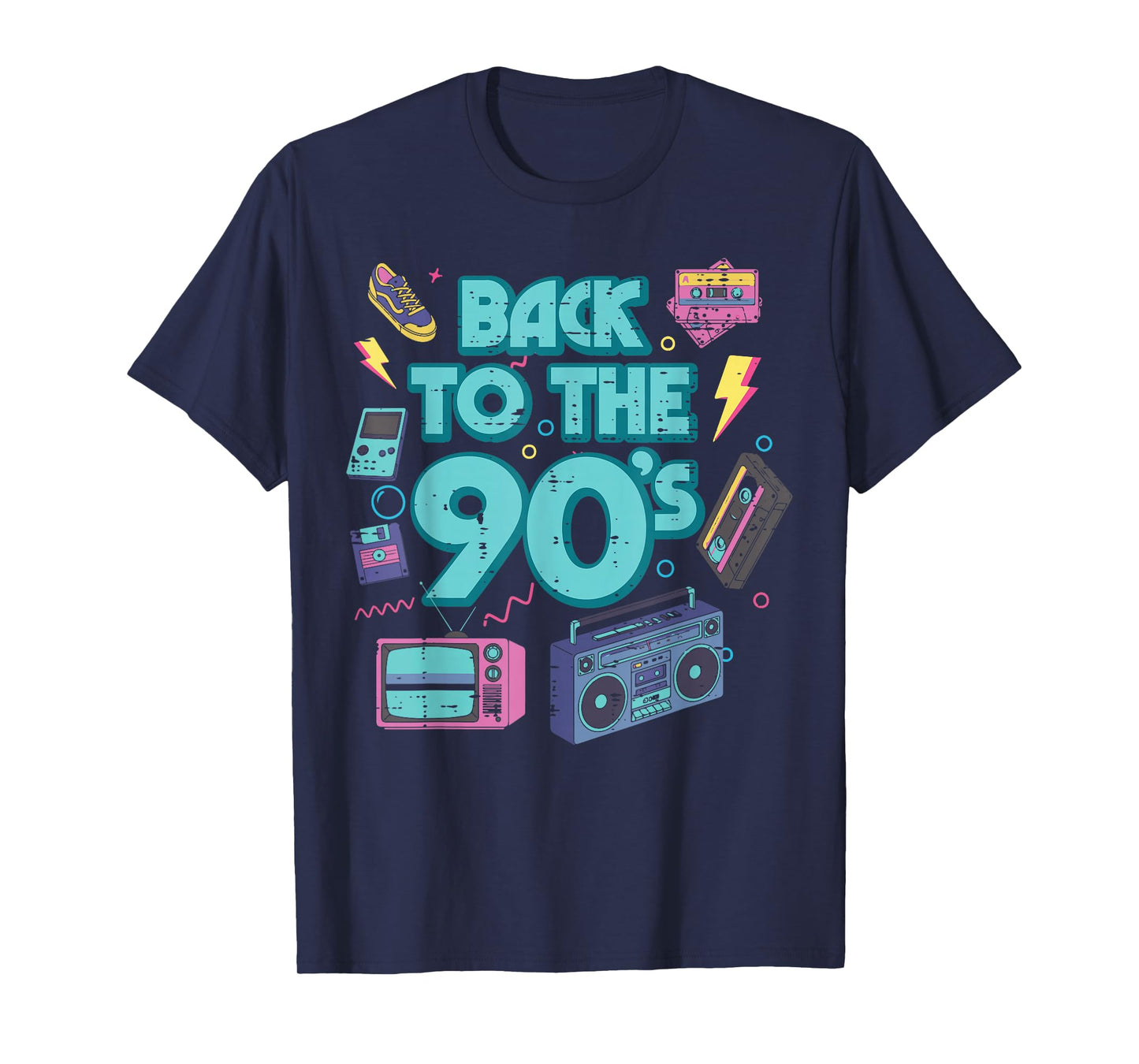 Back to The 90s Boombox Vintage Throwback Men Women Kids T-Shirt