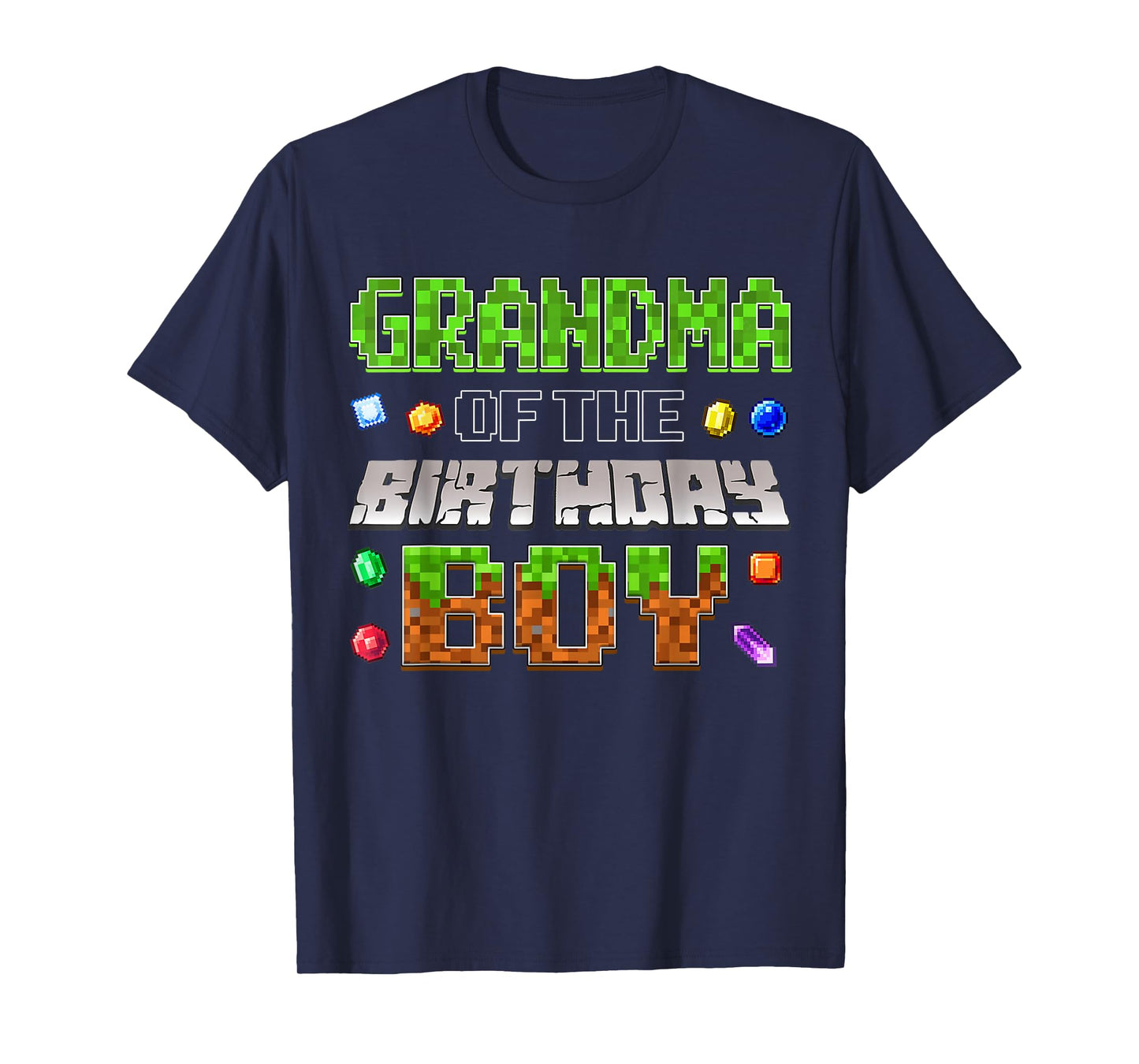 Grandma Of The Birthday Boy Game Pixel Number Birthday Party T-Shirt