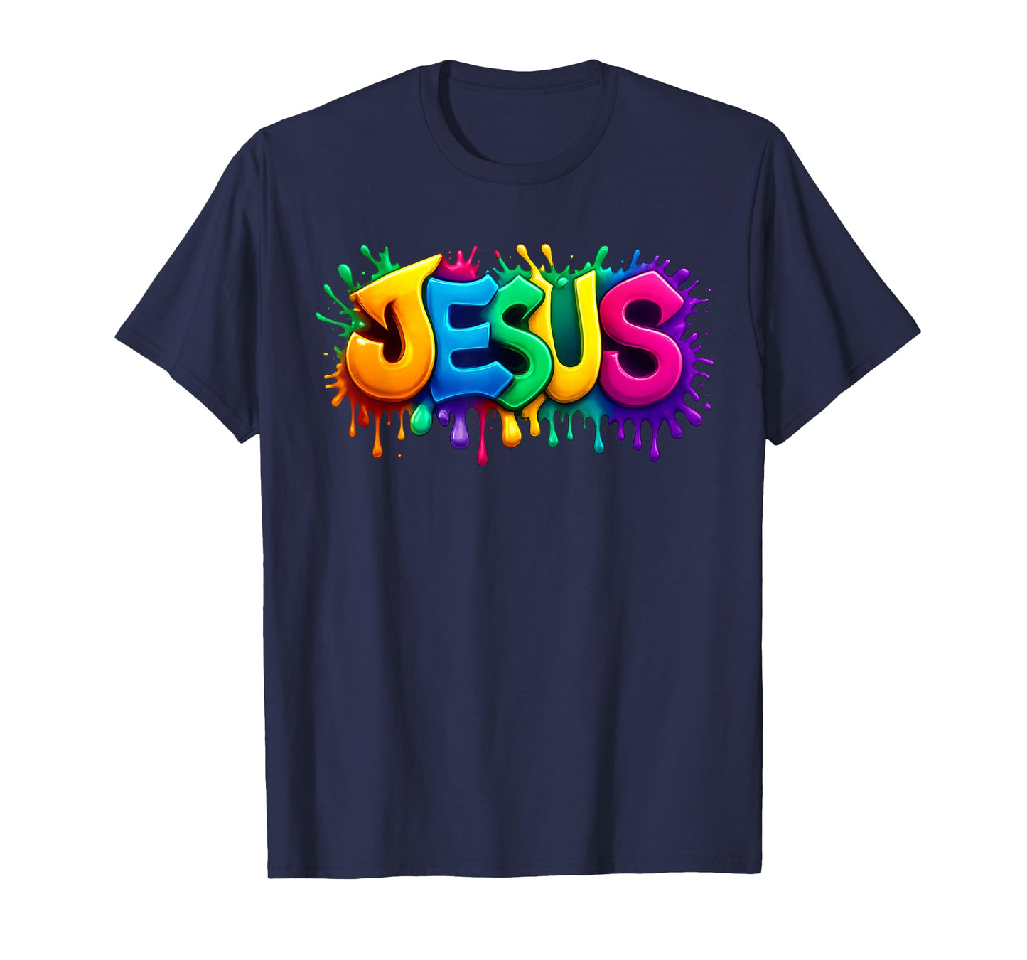 Colorful Jesus Rainbow Paint Splash Christian T-Shirt