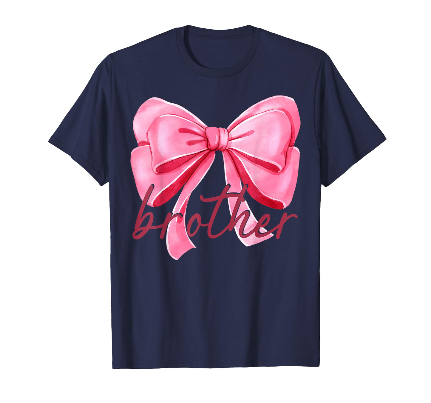 Brother Pink Bow Birthday Baby Shower Family Pink Ribbon T-Shirt