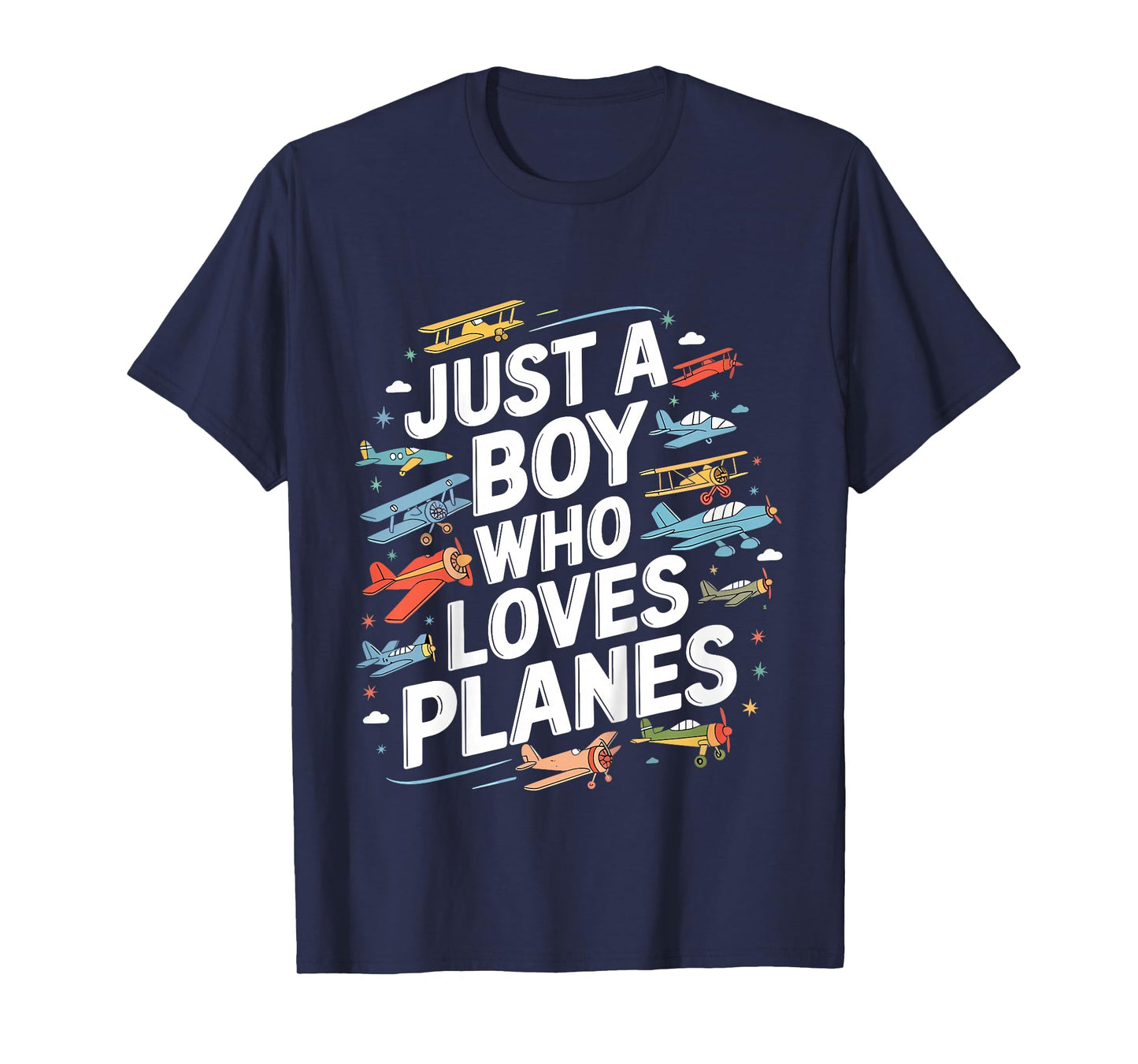 Kids Just A Boy Who Loves Planes Funny Pilot Airplane Lovers T-Shirt
