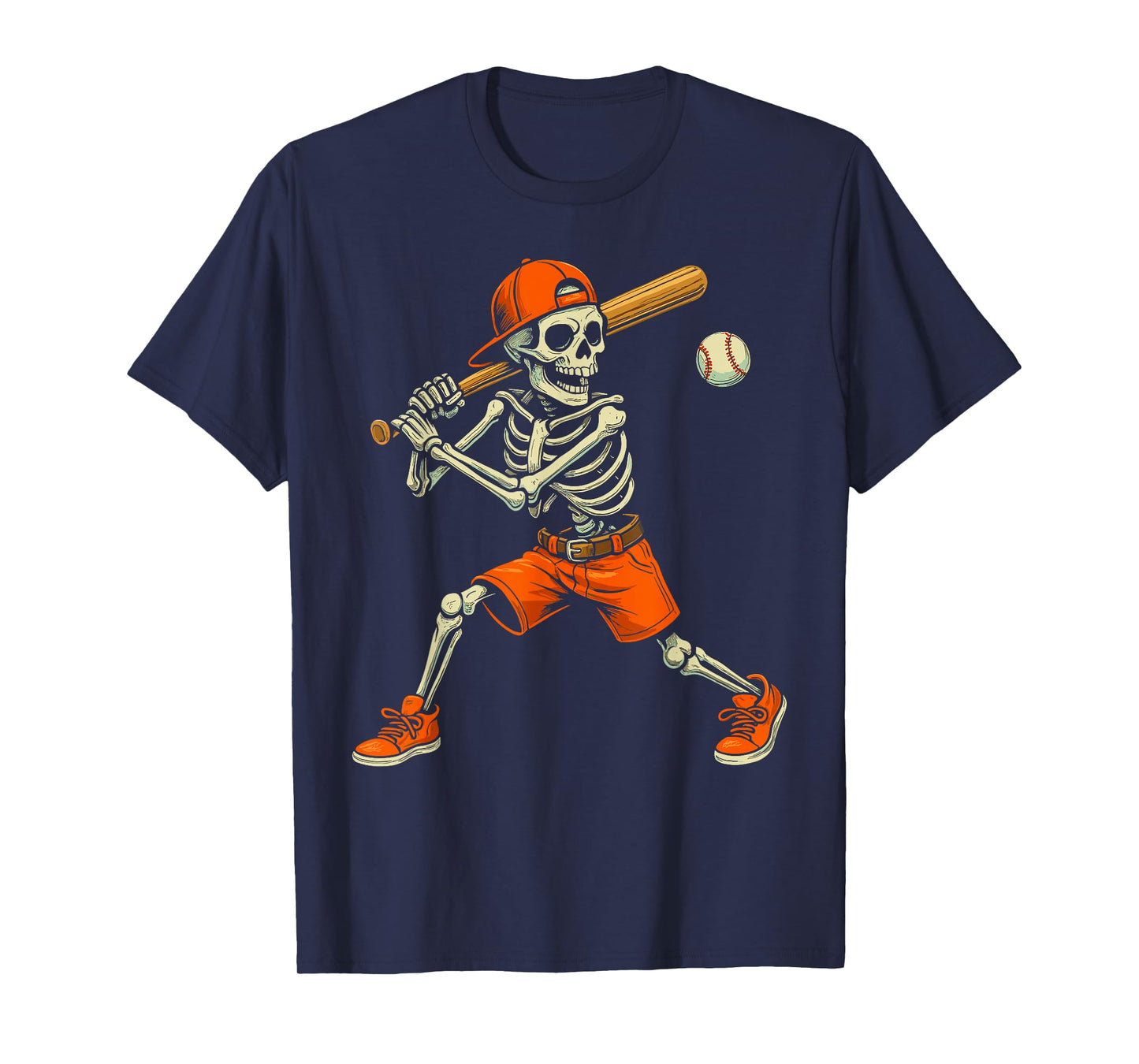 Skeleton Baseball Halloween Costume Funny Men Boys Kids T-Shirt