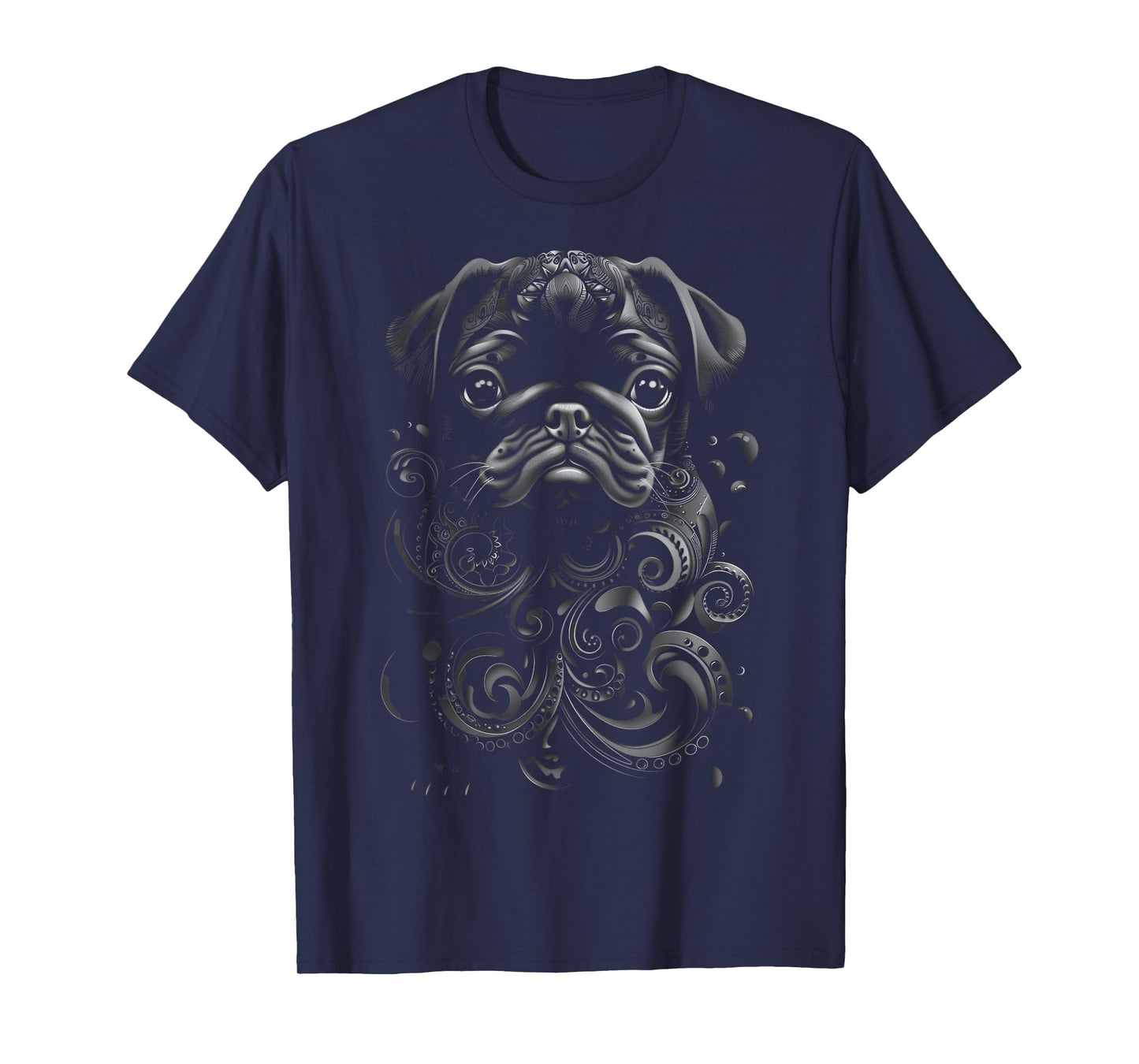 Black Pug Tribal Vintage Retro Graphic T-Shirt