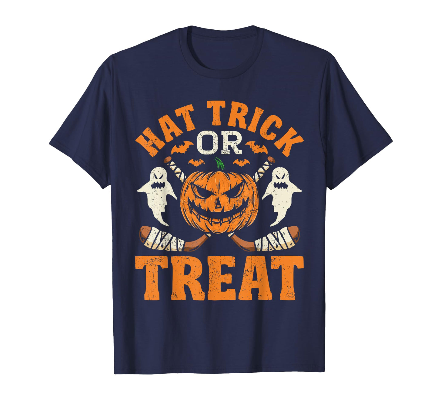 Hat Trick or Treat Ice Hockey Player Halloween Costume Gift T-Shirt