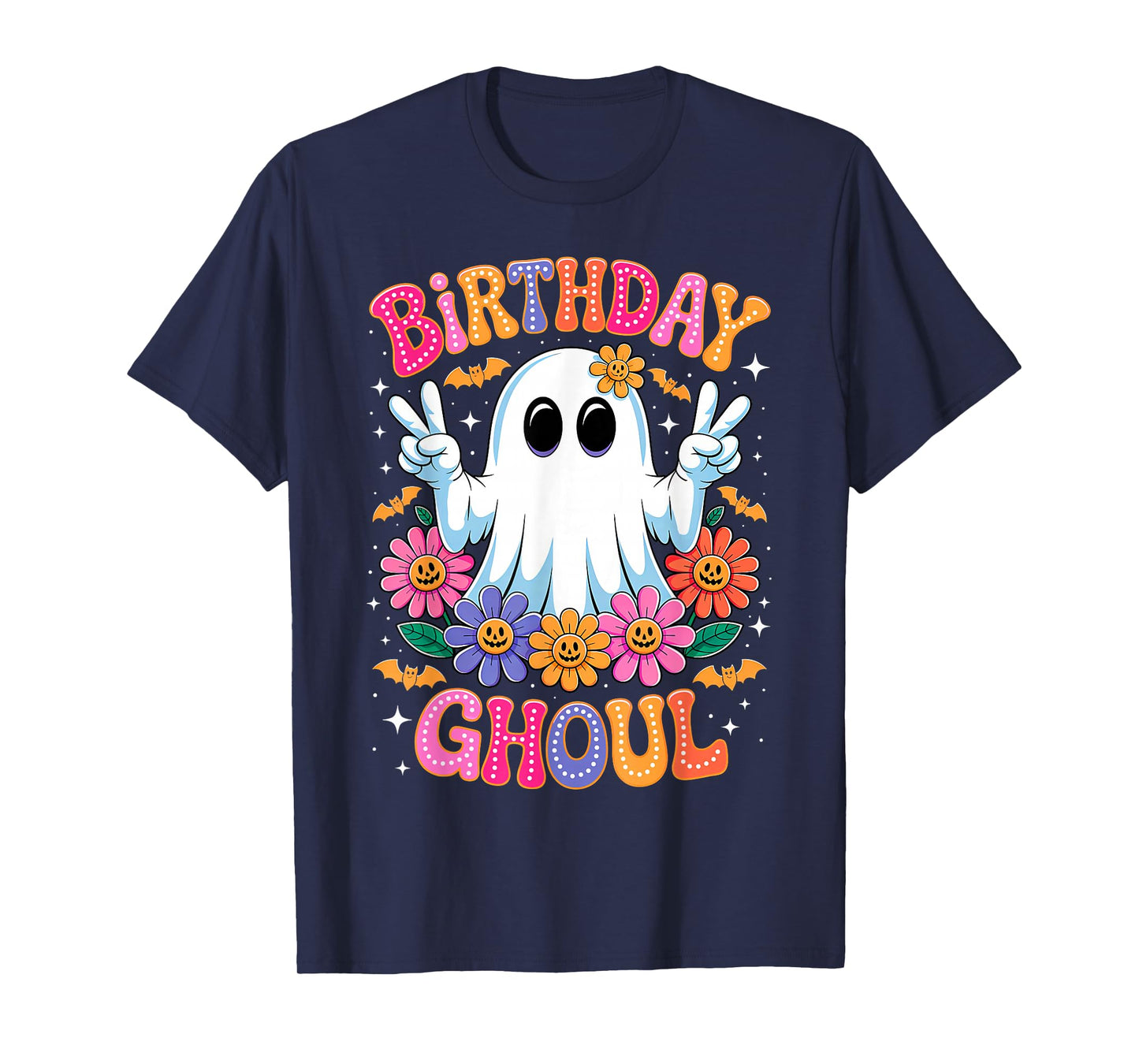 Groovy Happy Birthday Ghoul Halloween Ghost Floral Women T-Shirt