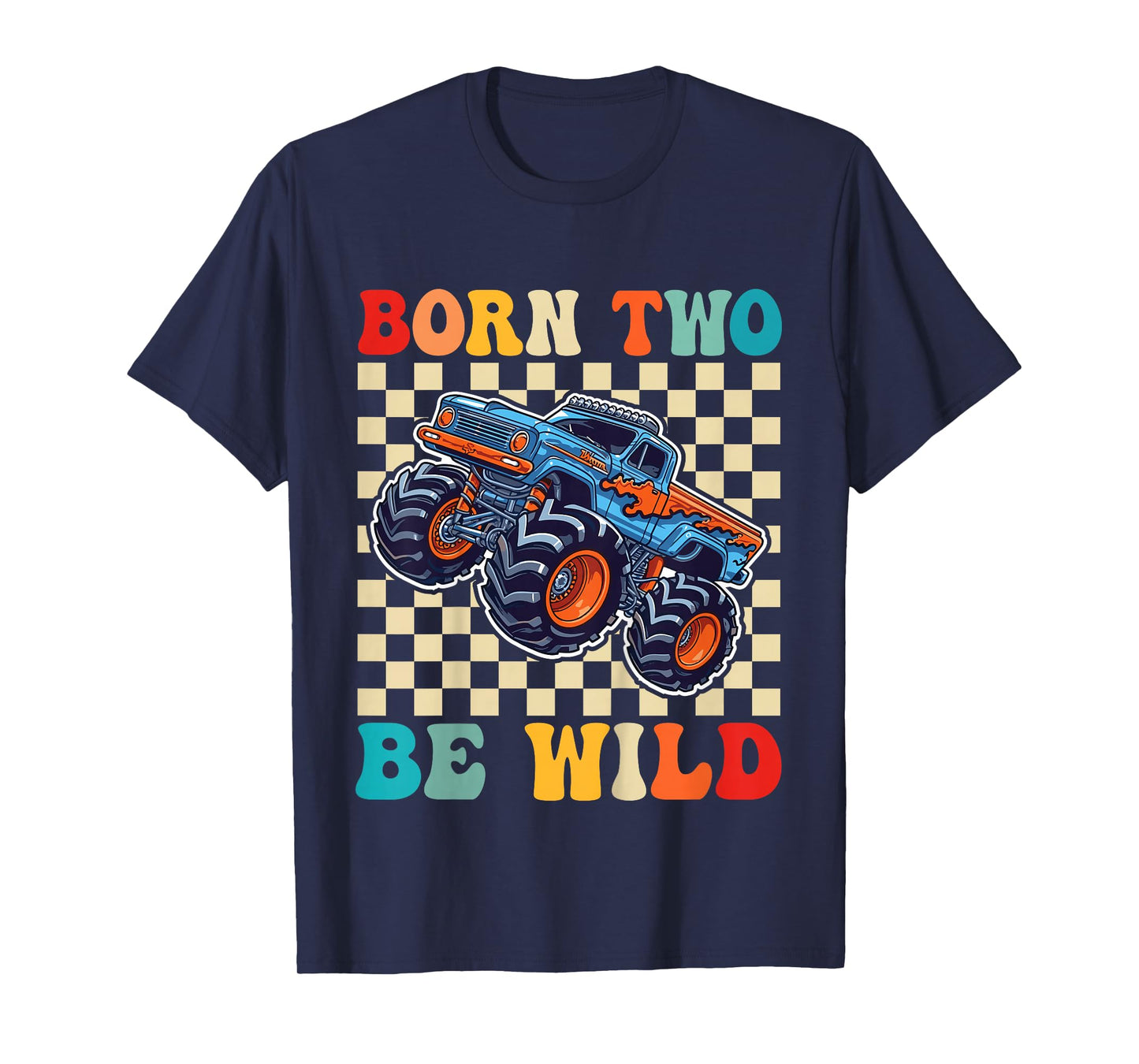 2nd Birthday Monster Truck Born Two Be Wild 2 Year Old Boys T-Shirt
