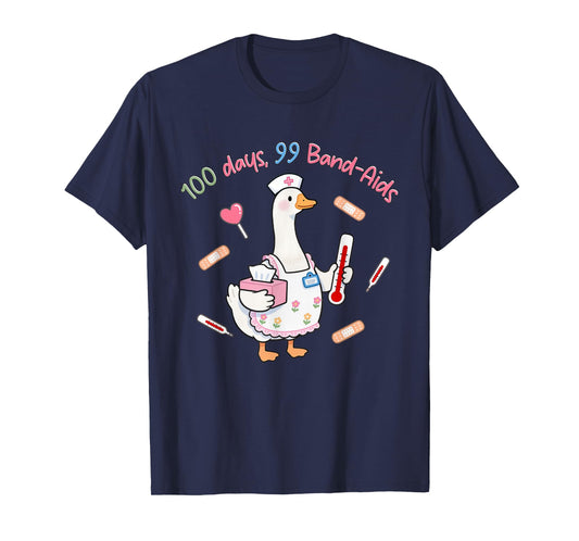 100 Days 99 Band-Aids School Nurse Silly-Goose 100th Day T-Shirt