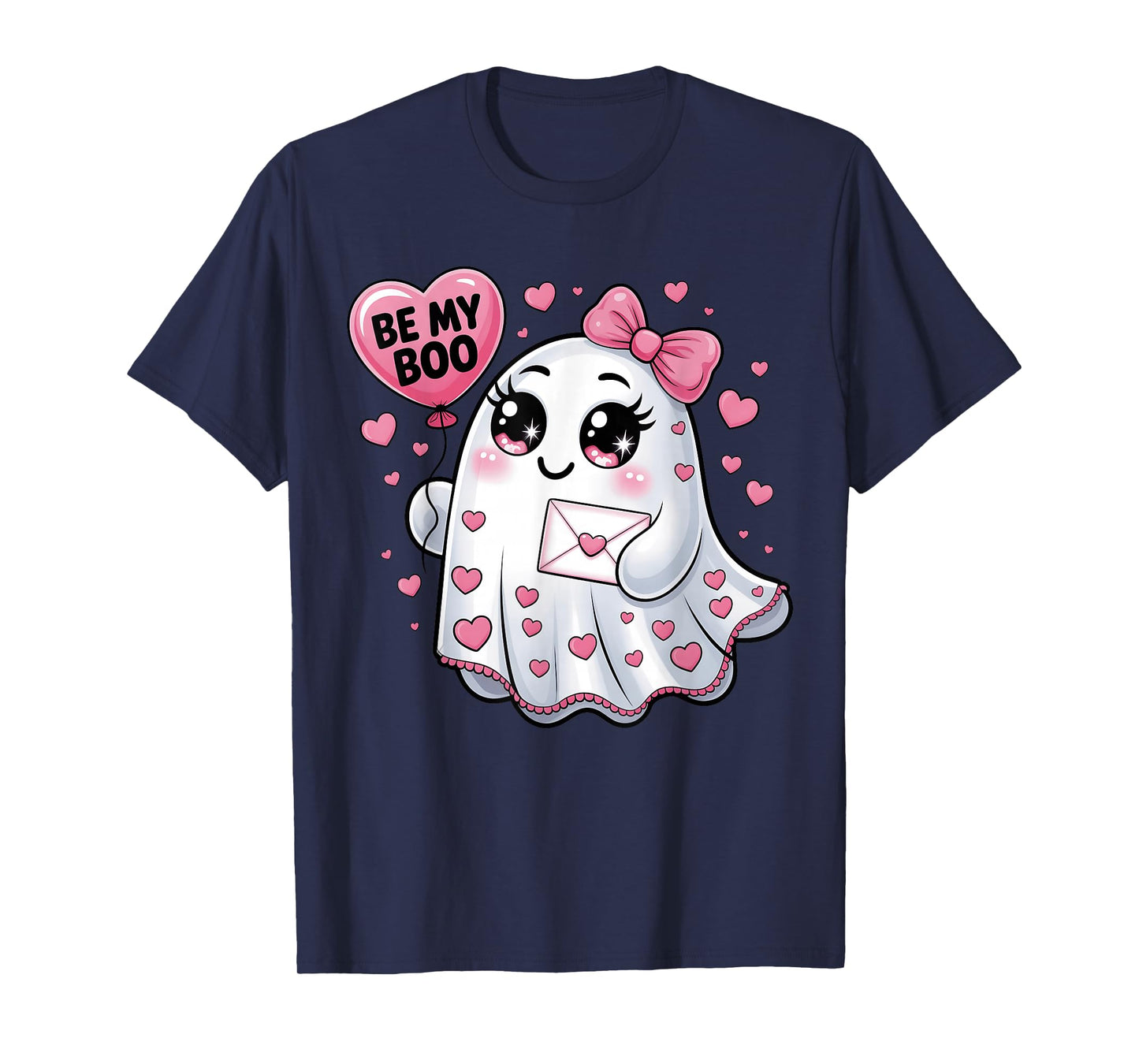 Be My Boo Valentine Funny Ghost Heart Girl Women Kid T-Shirt