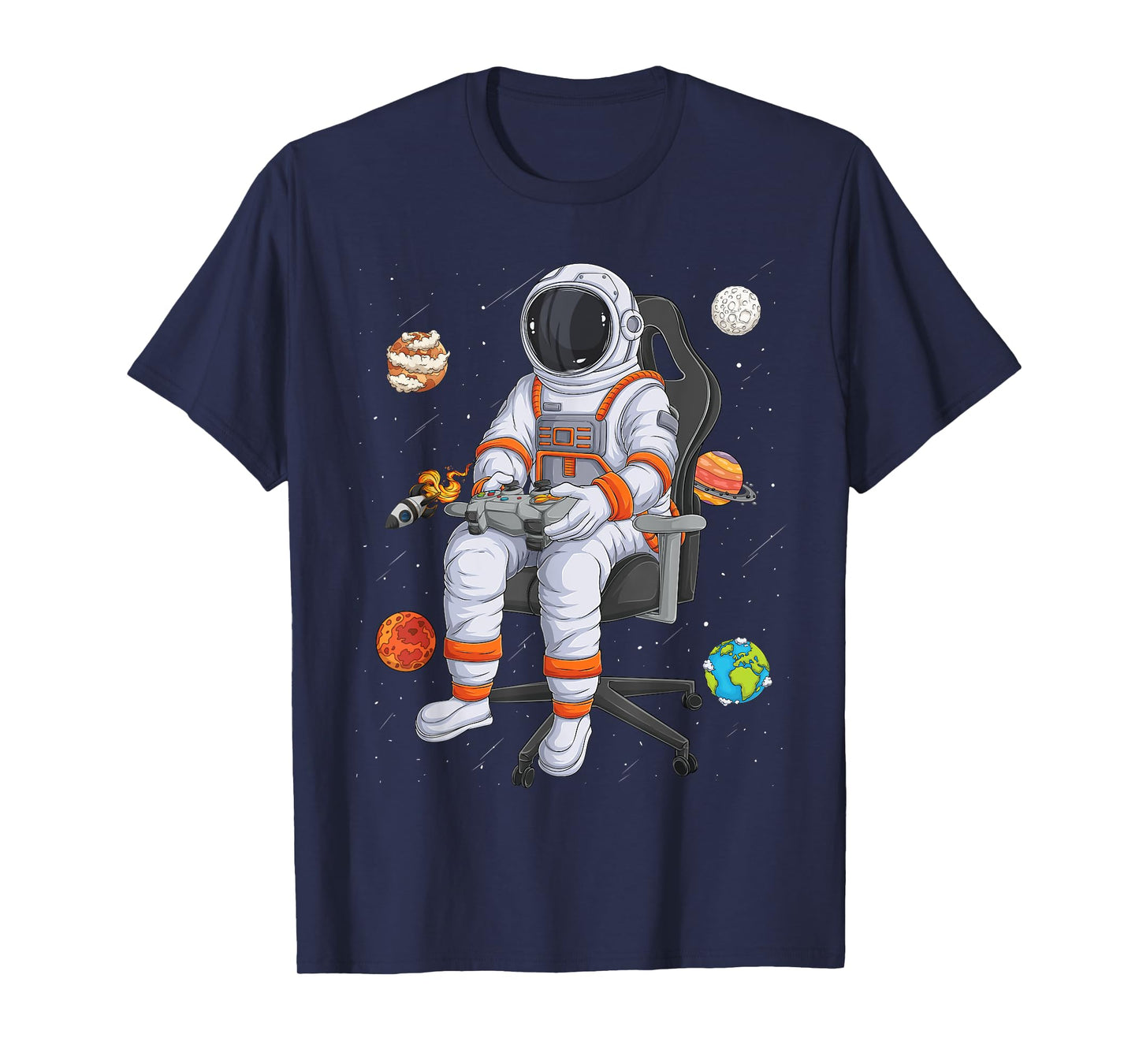 Astronaut Gamer Outer Space Men kids Gaming System Planets T-Shirt
