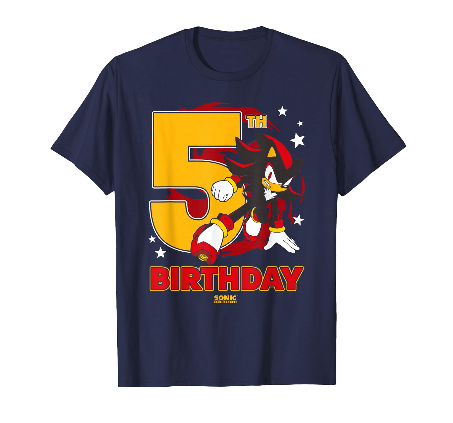 Sonic The Hedgehog 5th Birthday Epic Shadow Big Chest Logo T-Shirt