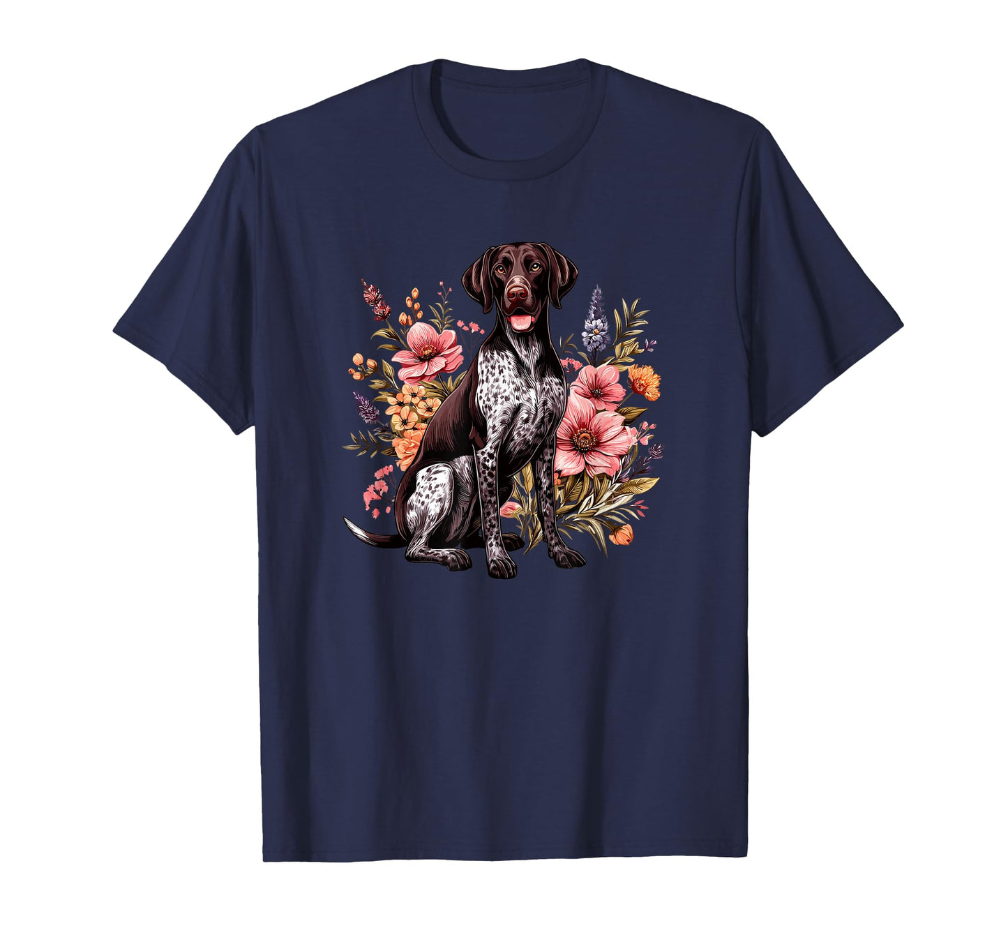 GSP Hunting Dog Vintage Flowers German Shorthaired Pointer T-Shirt